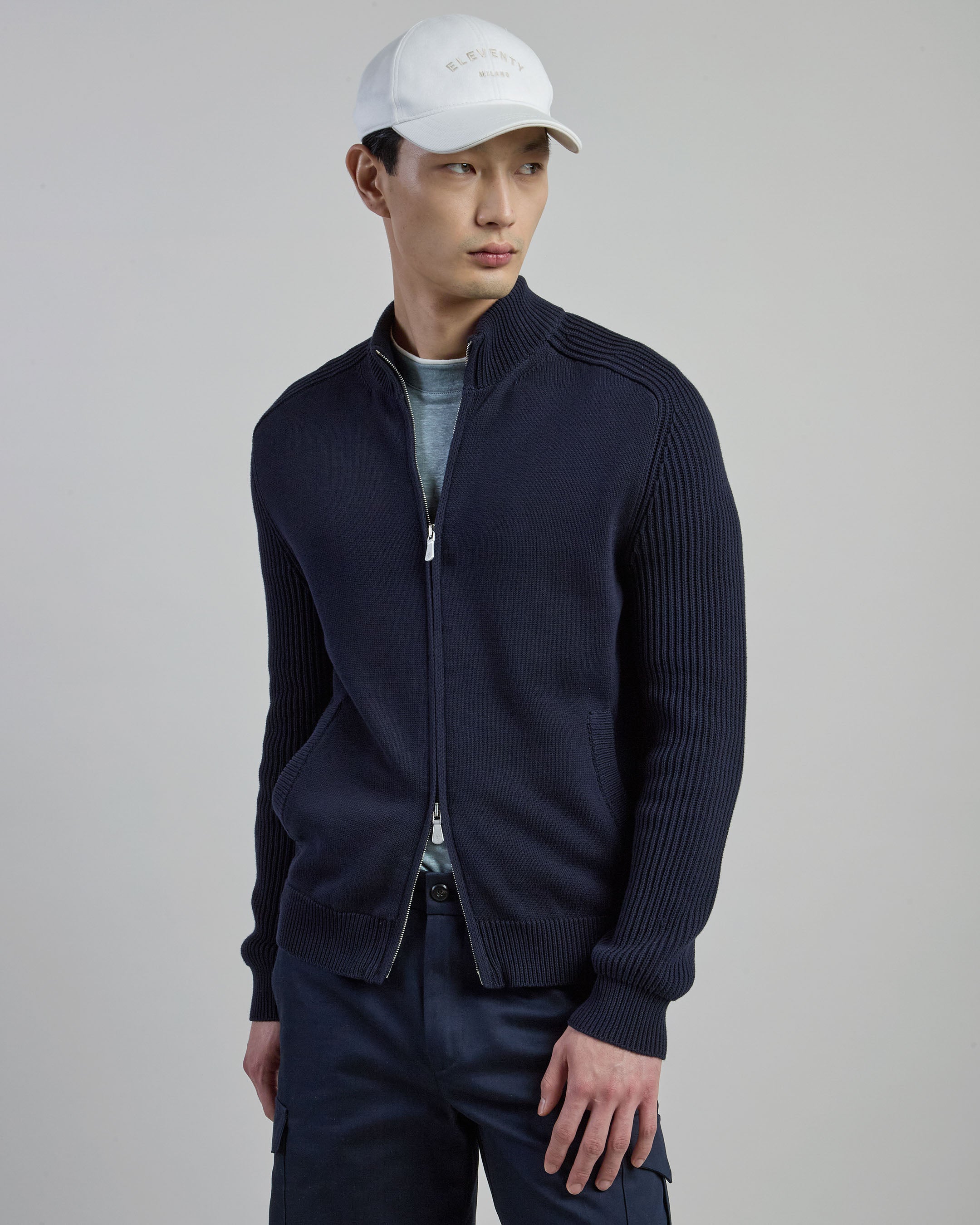 Maglia Full Zip in Cotone Finezza 7 da Uomo - 1