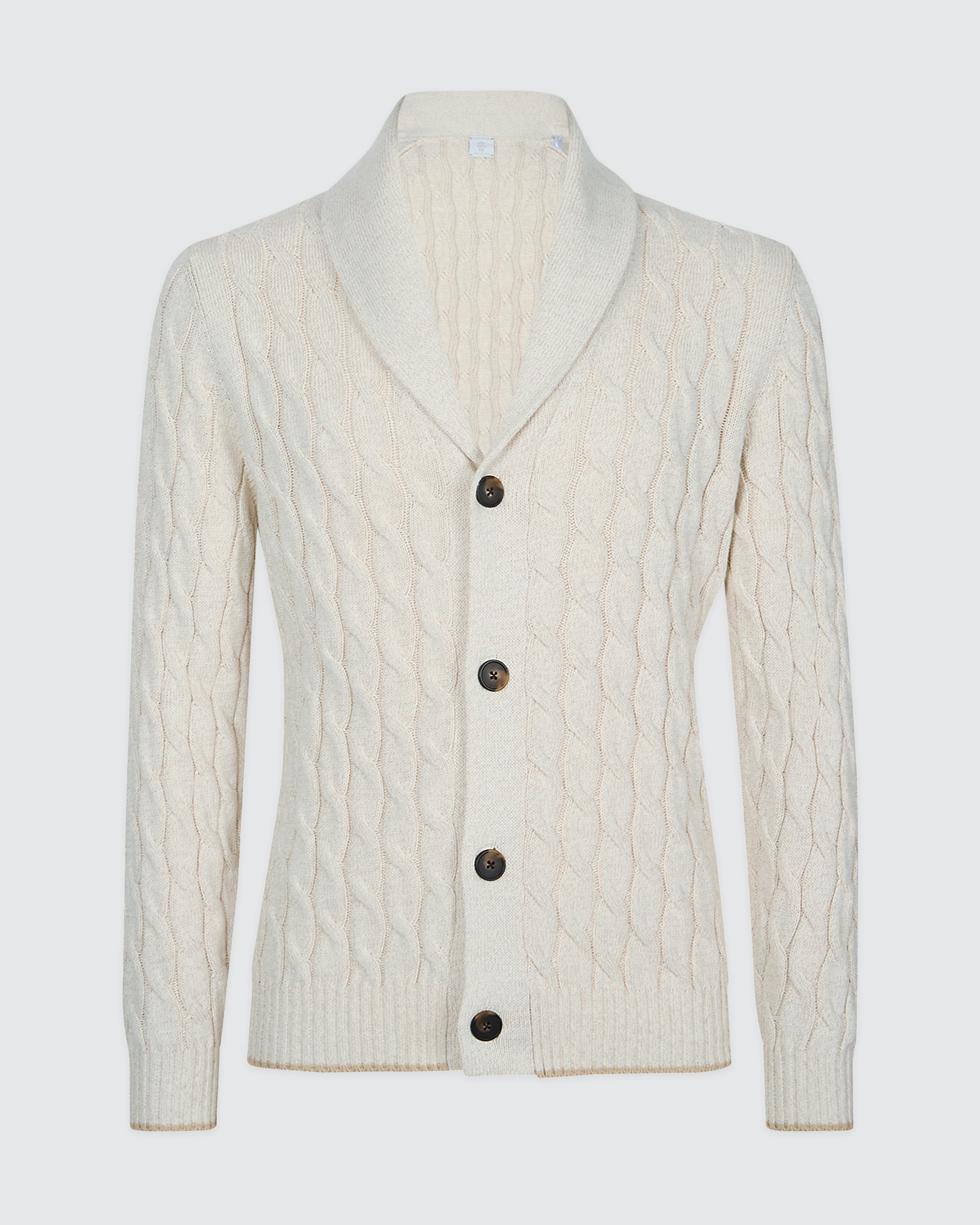 Men's Shawl Collar Cotton and Linen Cable Knit Cardigan