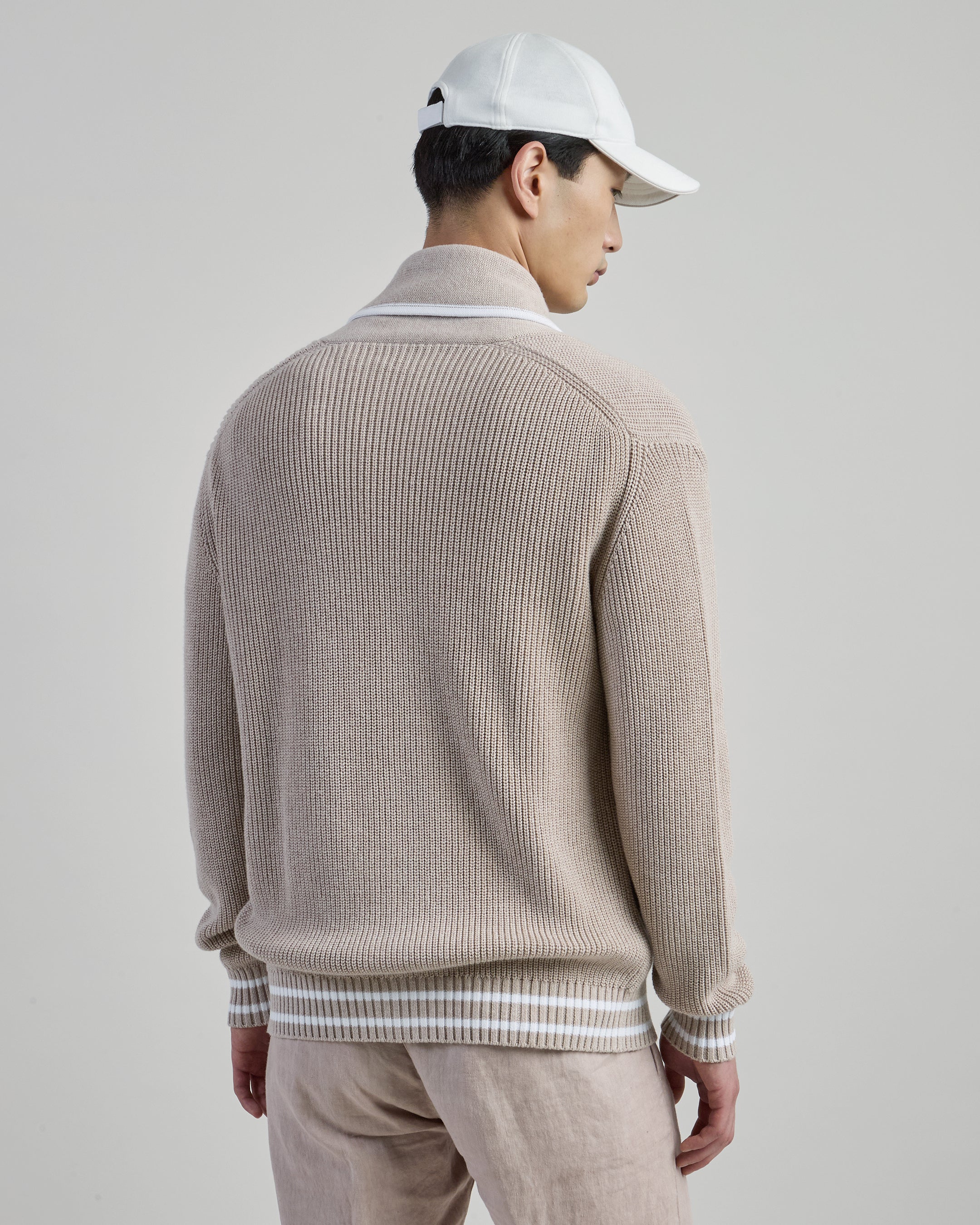 Men's English Rib Cotton Shawl Collar Cardigan alternative