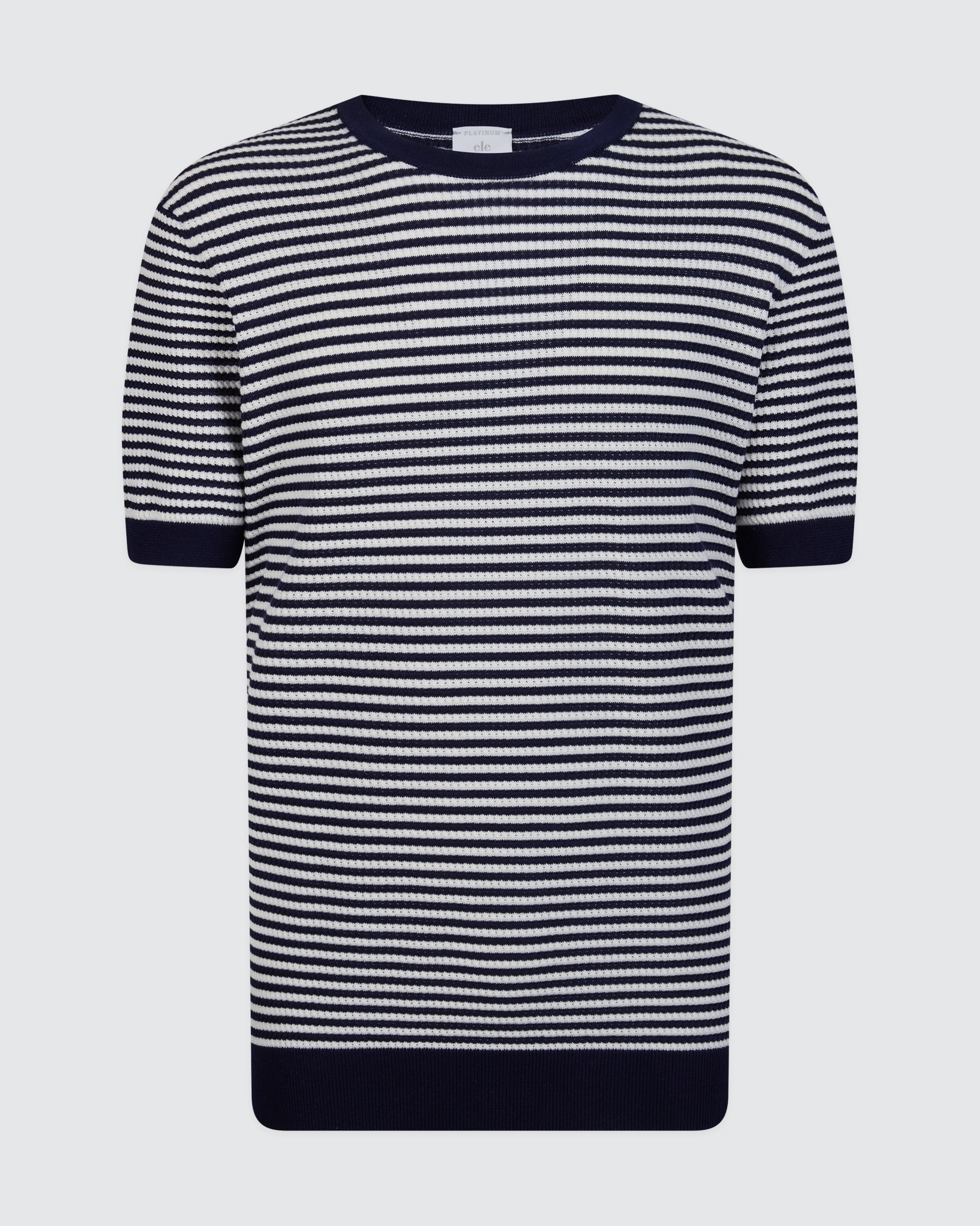 Men's Striped Crew Neck Sweater in Cool Cotton