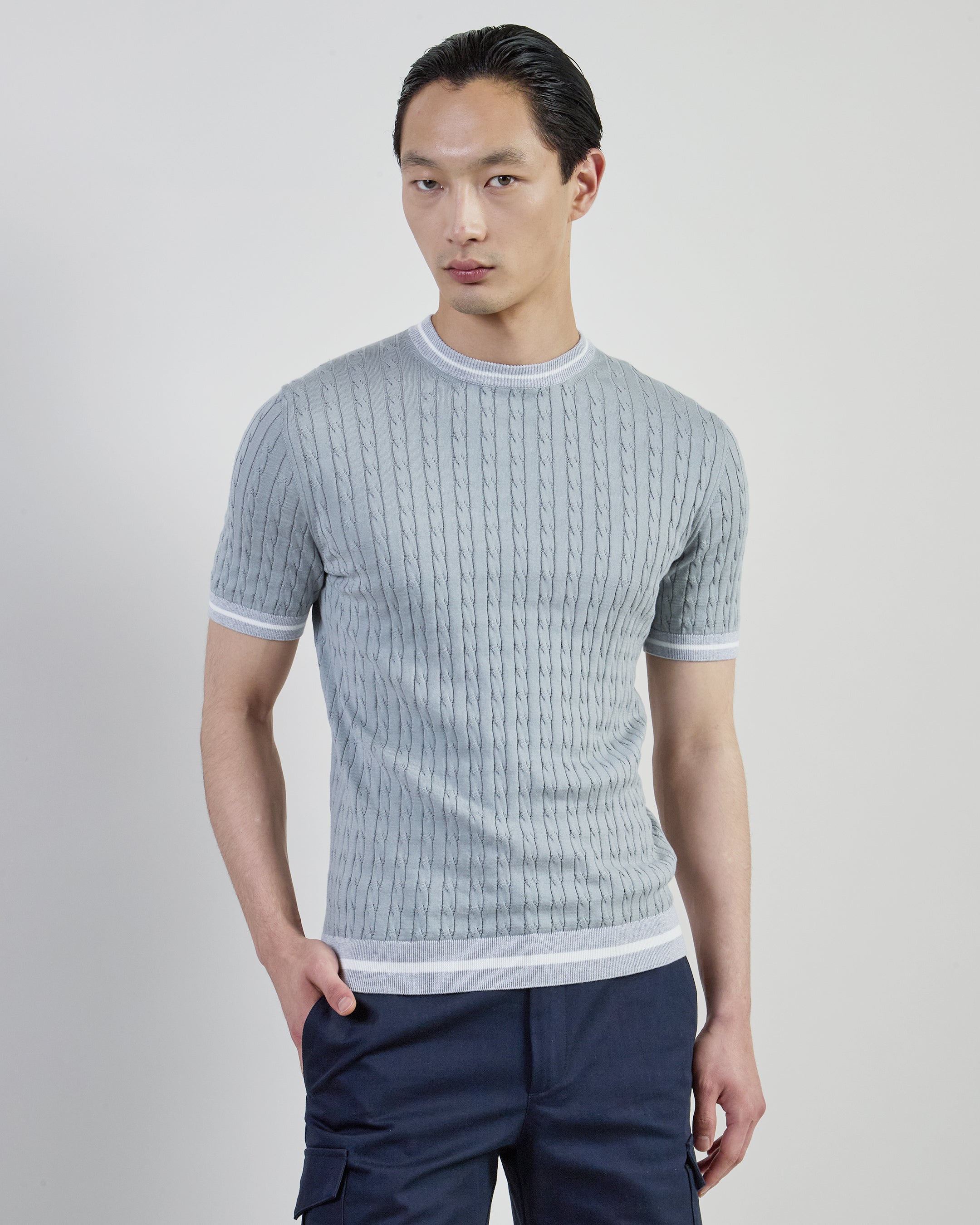 Sea Island Cotton Braided Crew Neck Sweater - 1