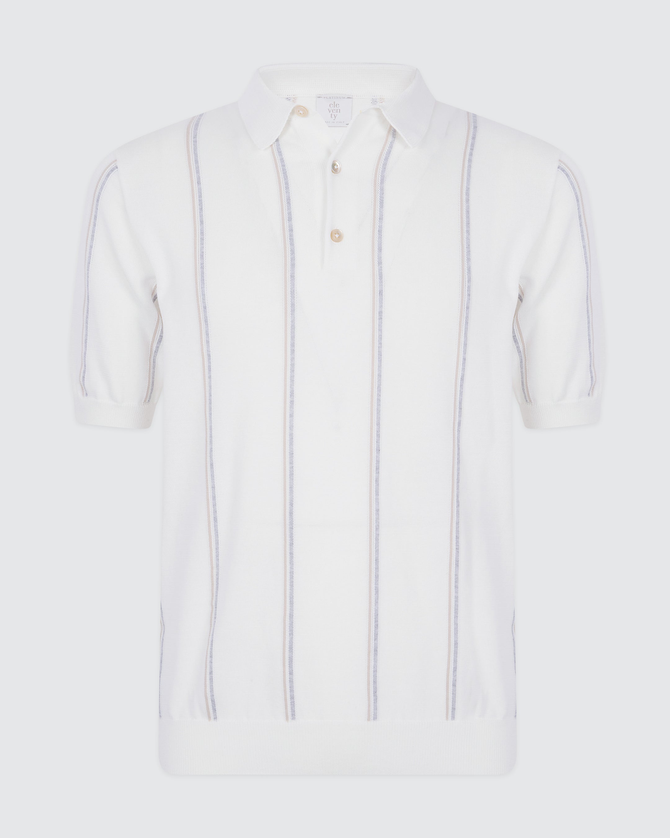 Men's Pinstripe Sea Island Cotton Knitted Polo Shirt - 4