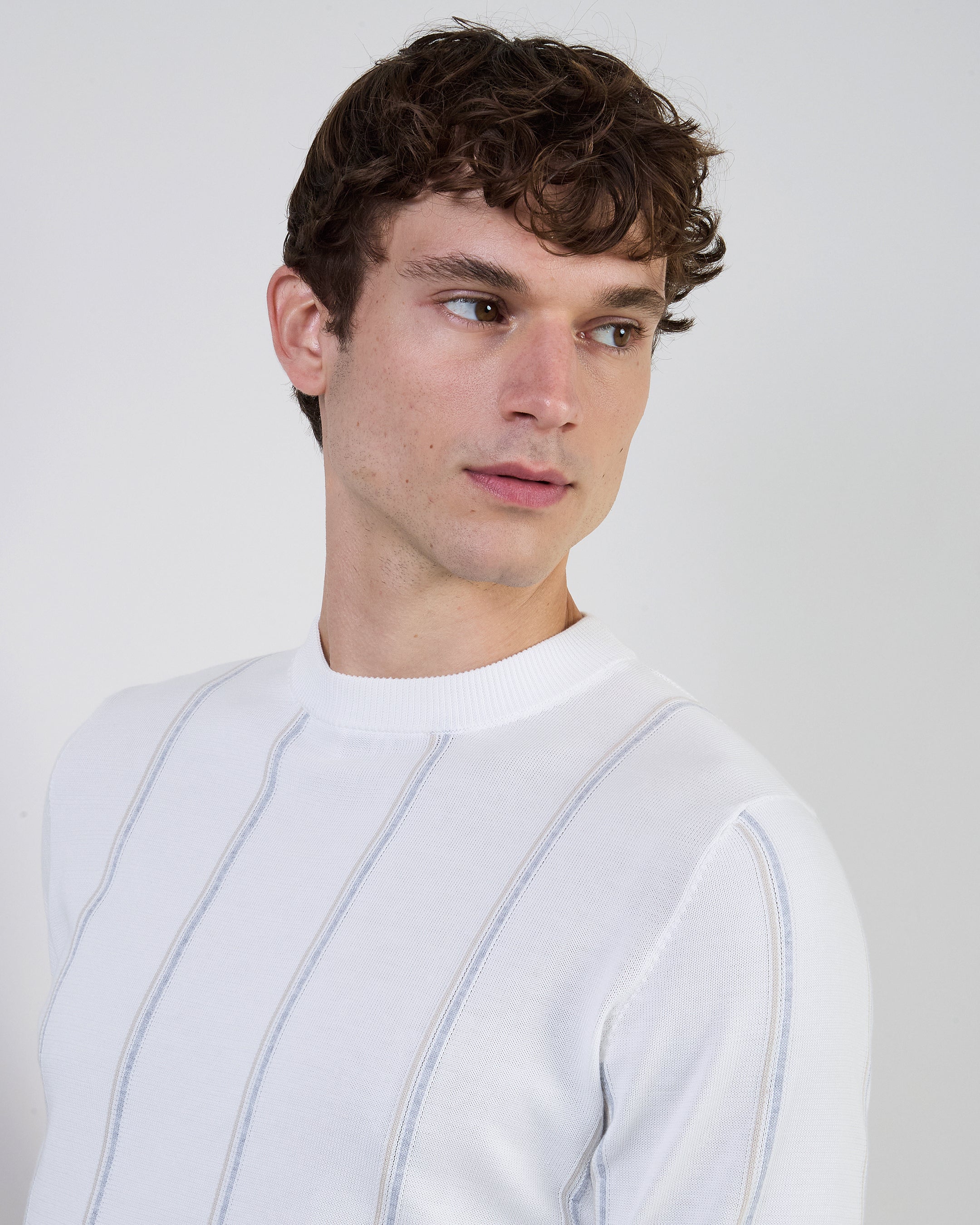 Men's Sea Island Cotton Short Sleeve Crew Neck Sweater - 3