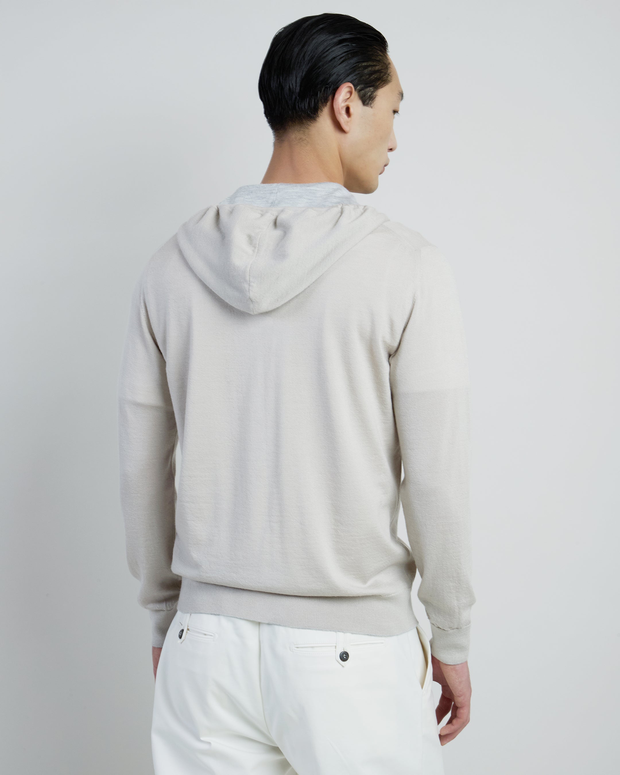 Men's Full Zip Merino Wool and Silk Hooded Sweater alternative