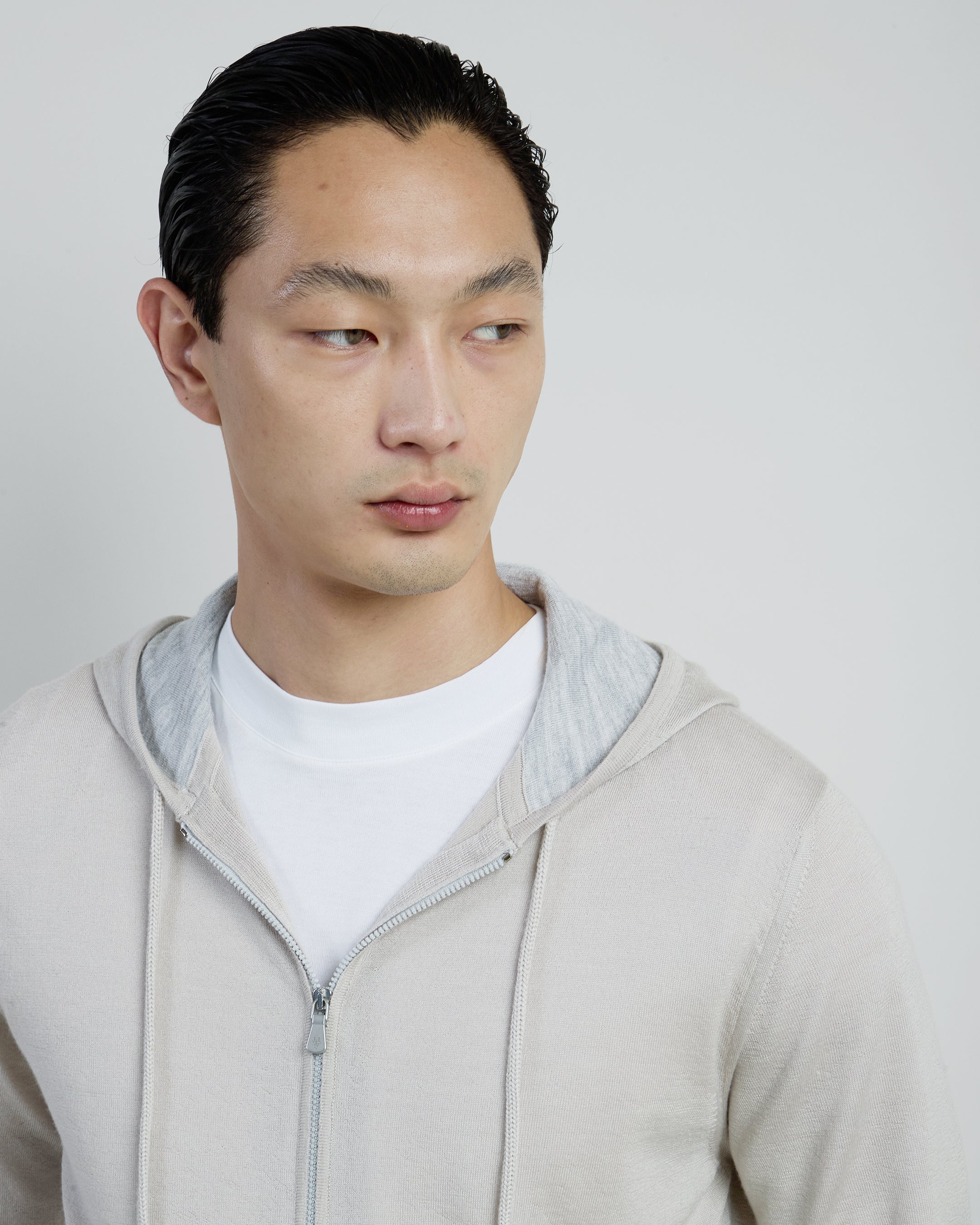 Men's Full Zip Merino Wool and Silk Hooded Sweater - 3