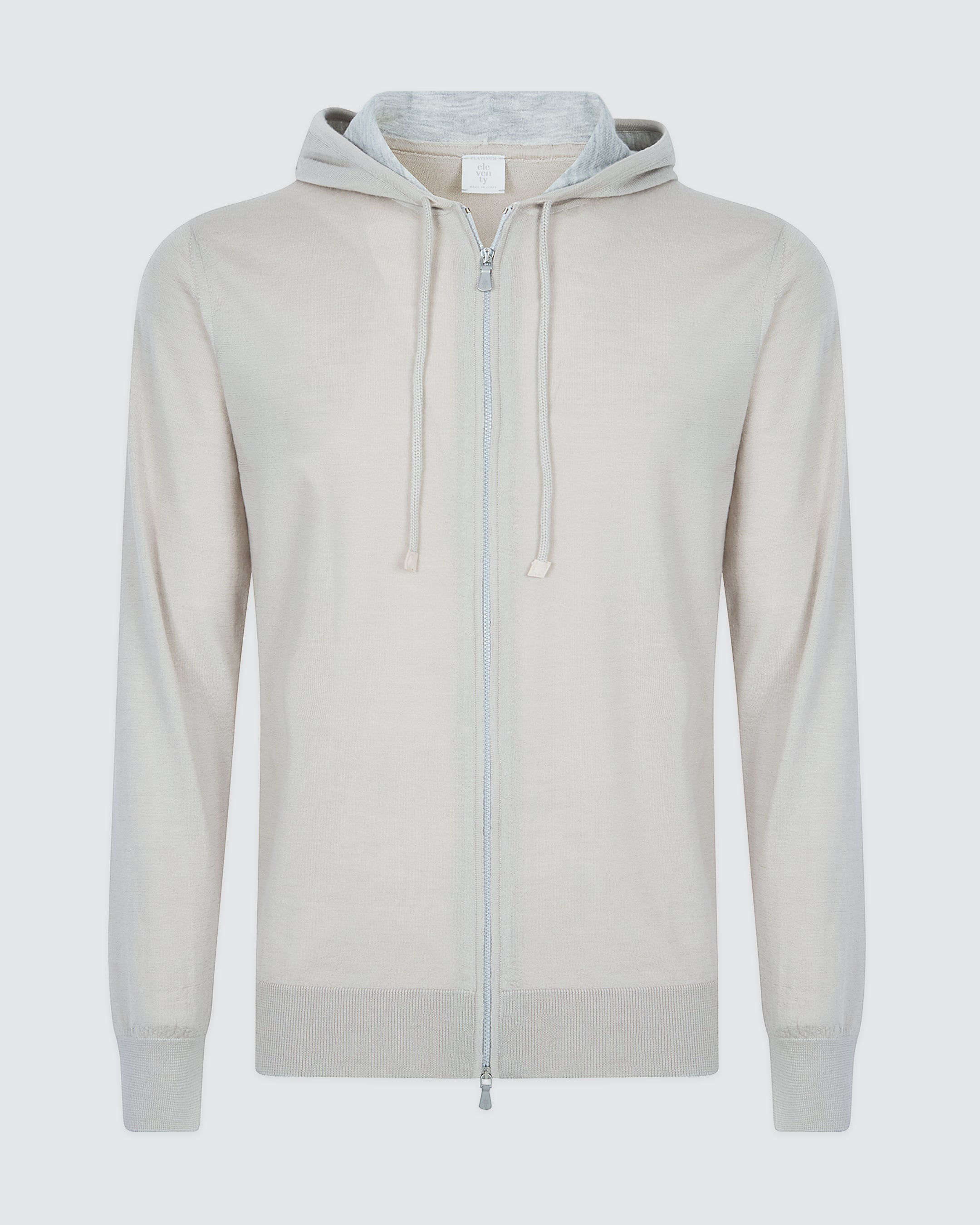 Men's Full Zip Merino Wool and Silk Hooded Sweater