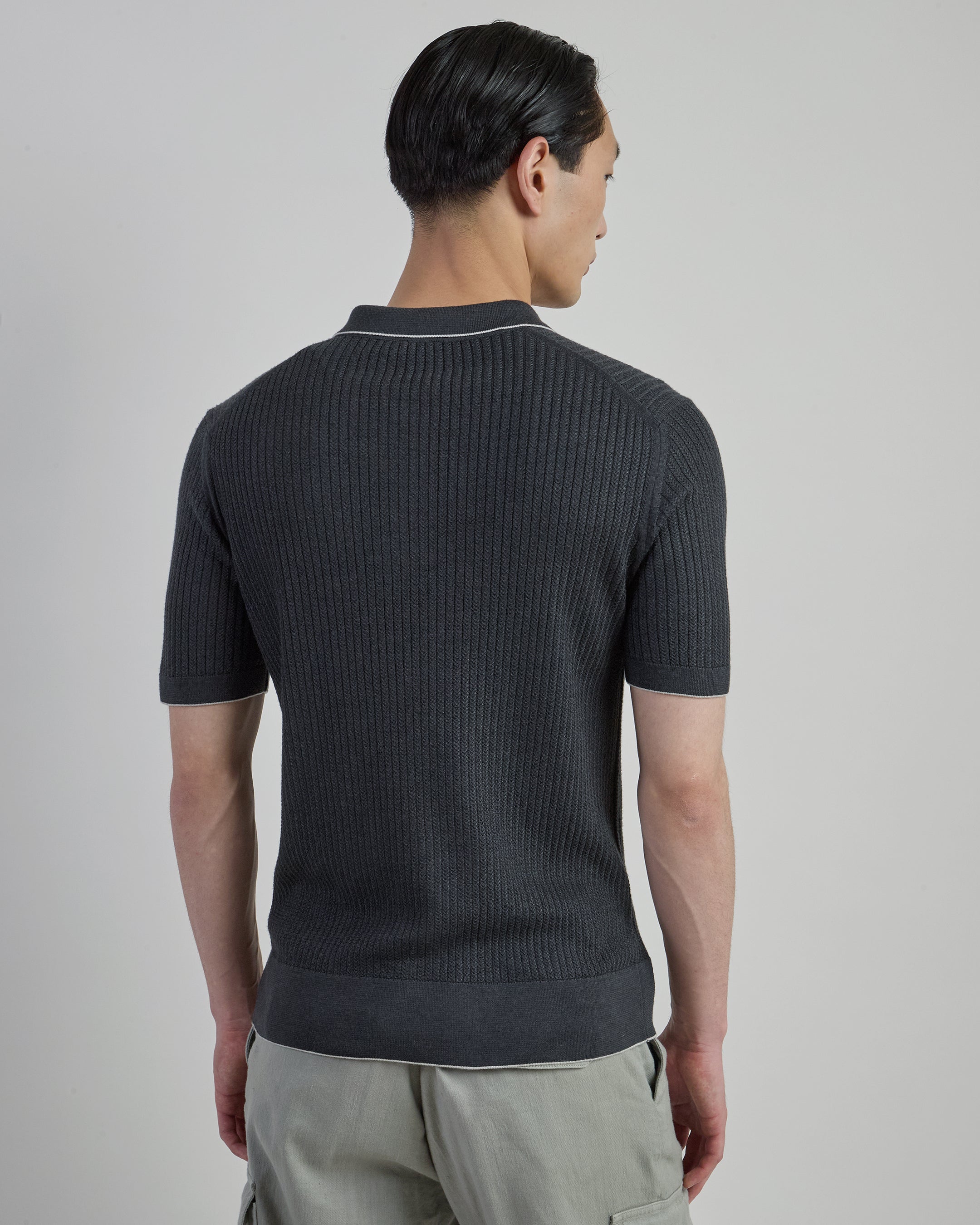 Maglia Mezza Zip in Lana Merinos e Seta da Uomo - 2