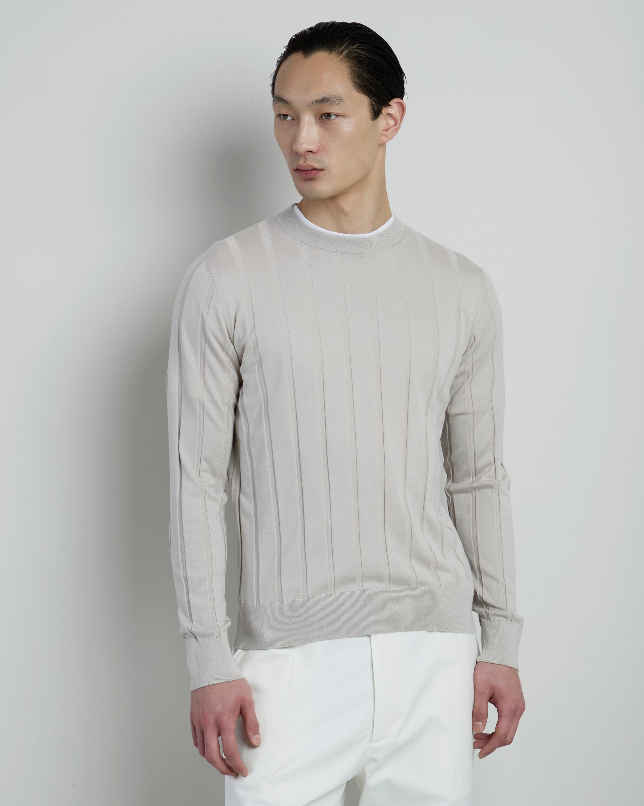 Men's Cotton Silk and Cashmere Crew Neck Sweater