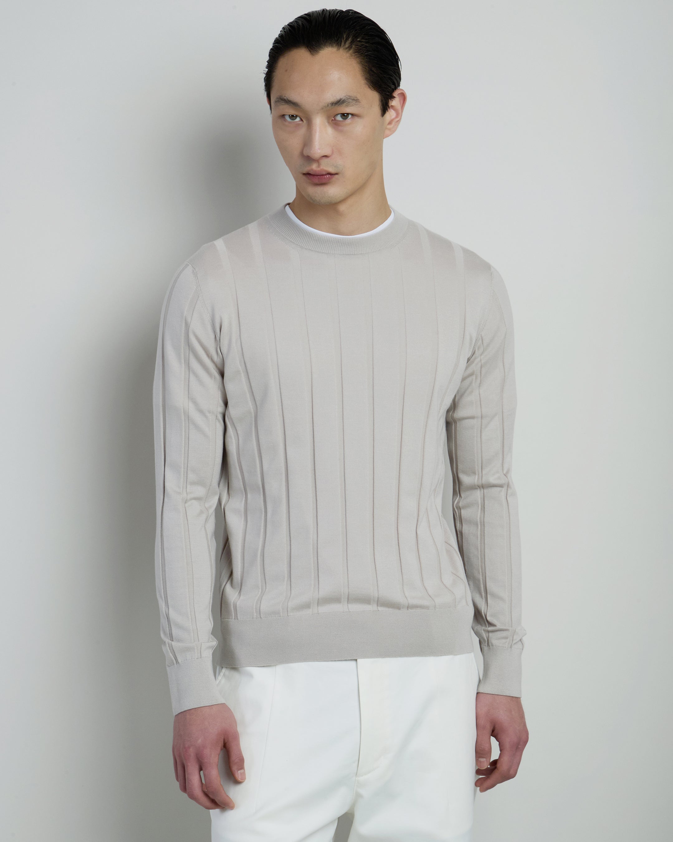 Men's Cotton Silk and Cashmere Crew Neck Sweater