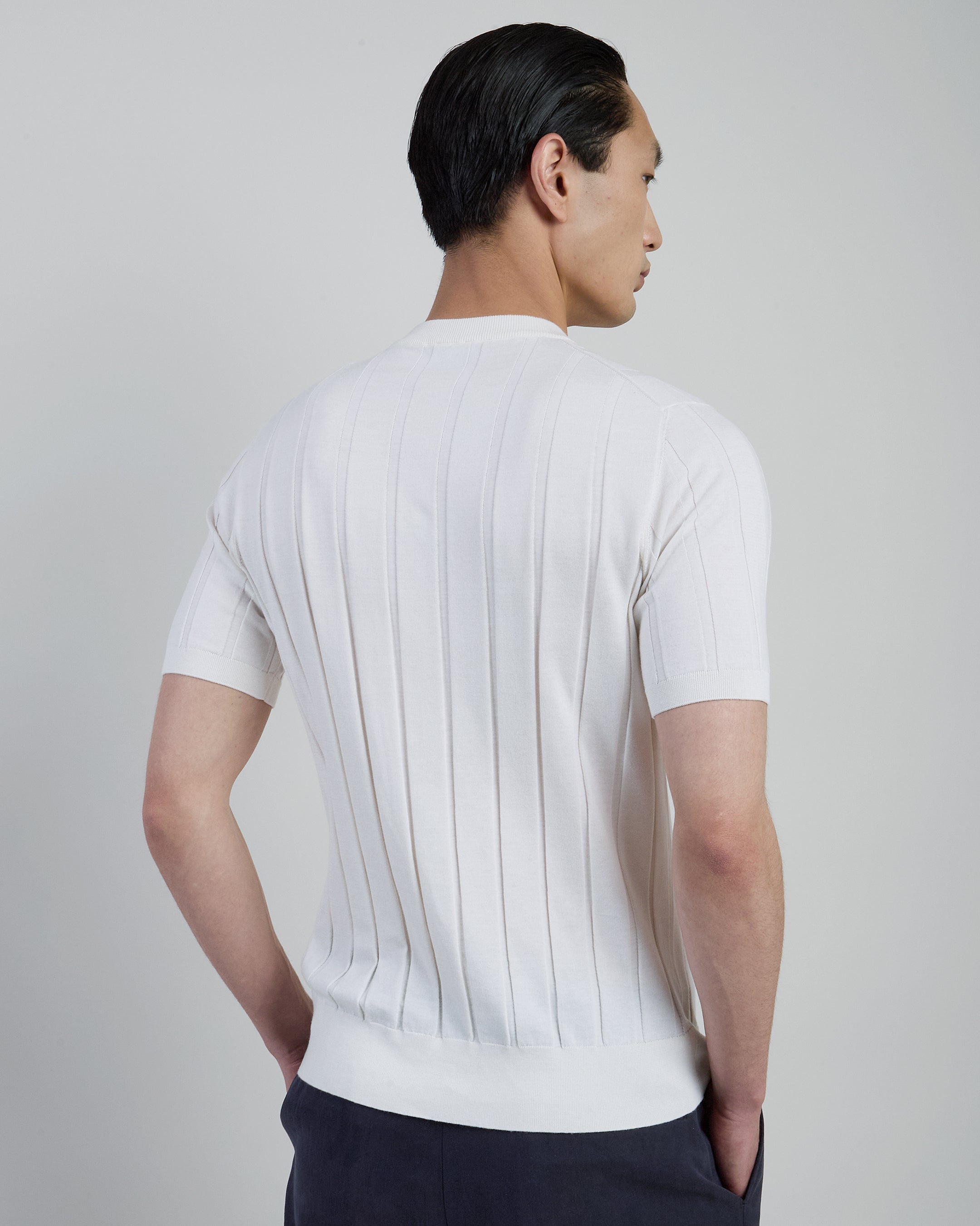 Men's Crew Neck Sweater in Fine Cotton Silk Cashmere alternative