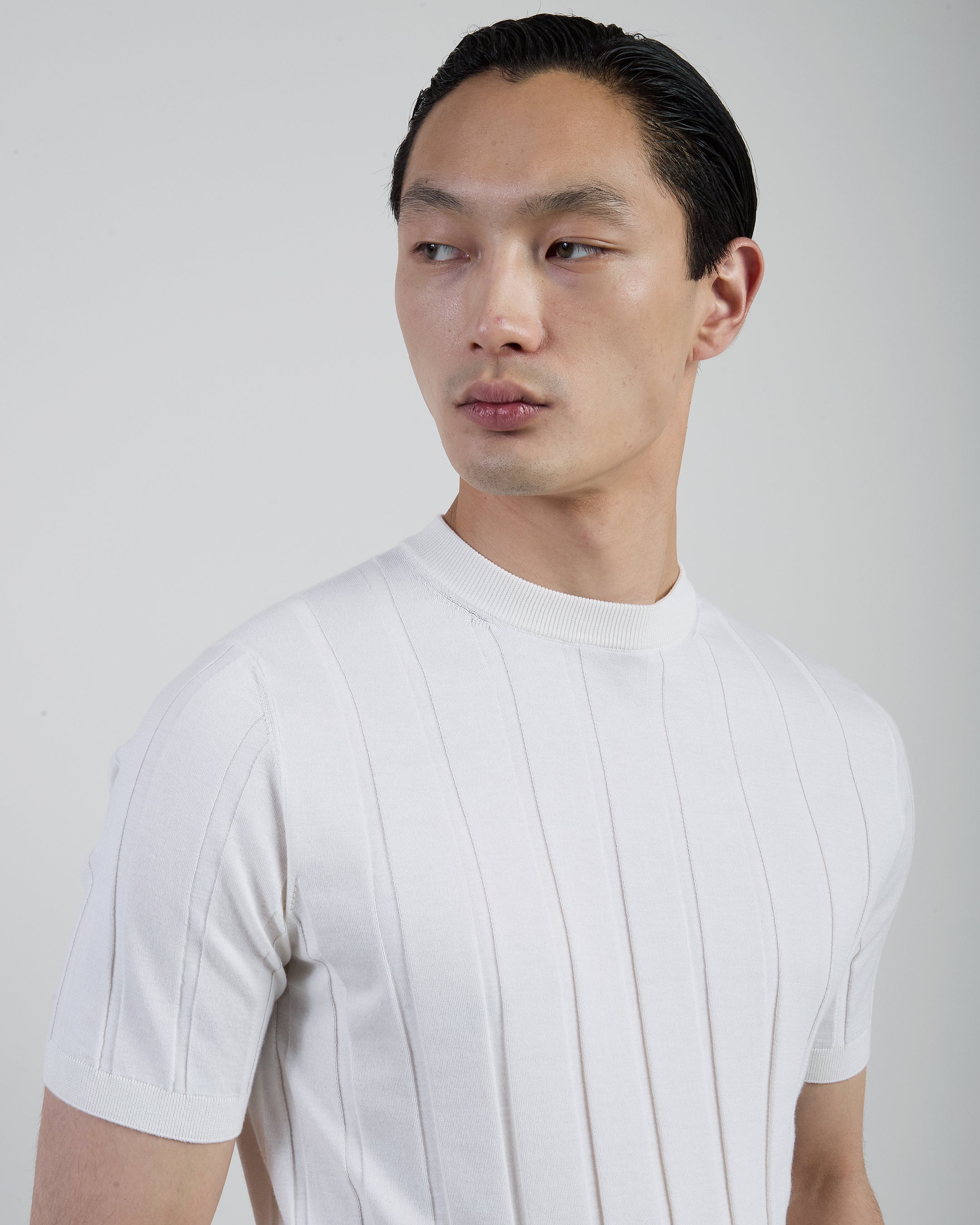 Men's Crew Neck Sweater in Fine Cotton Silk Cashmere - 3