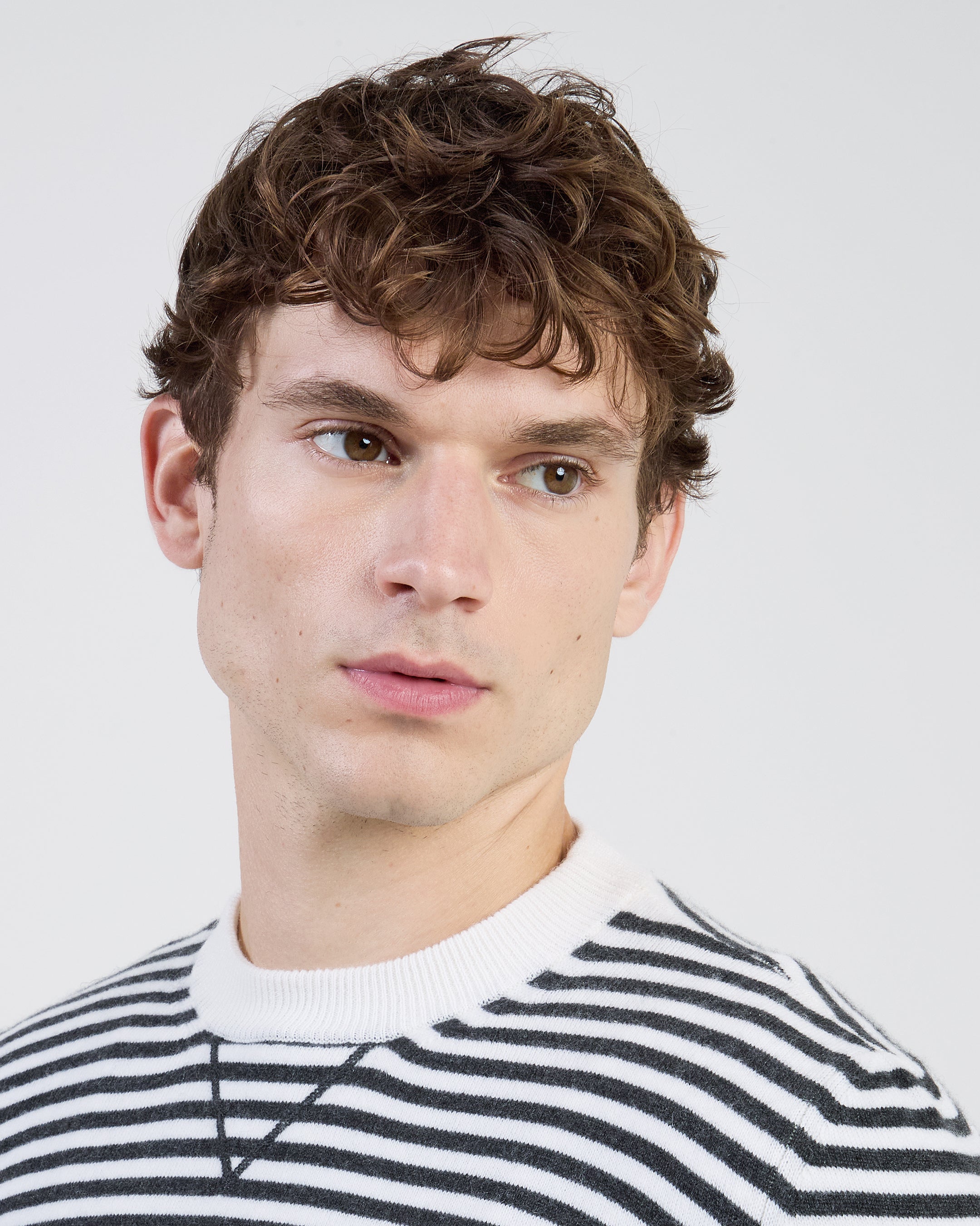 Men's Striped Cashmere Crew Neck Sweater