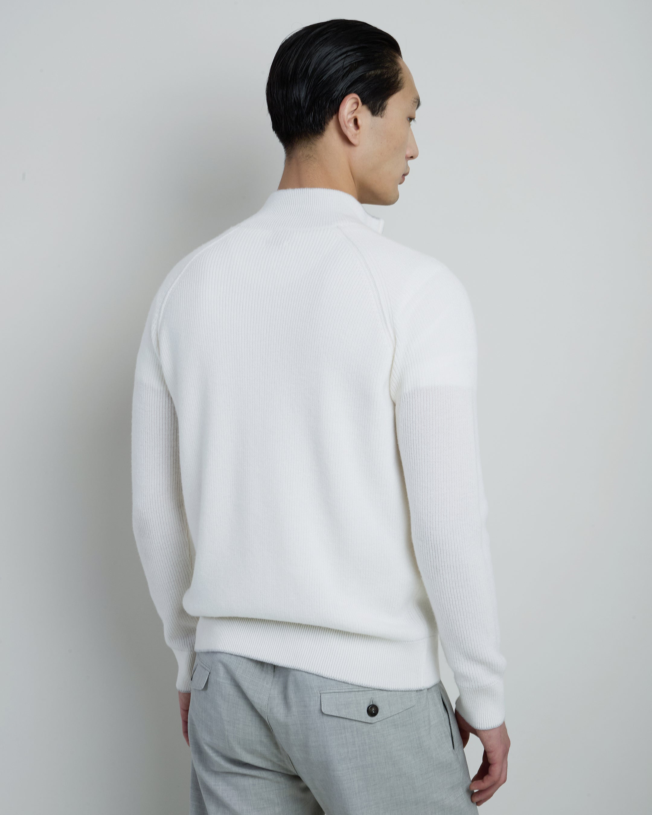 Men's Full Zip 100% Cashmere Mock Neck Sweater - 2