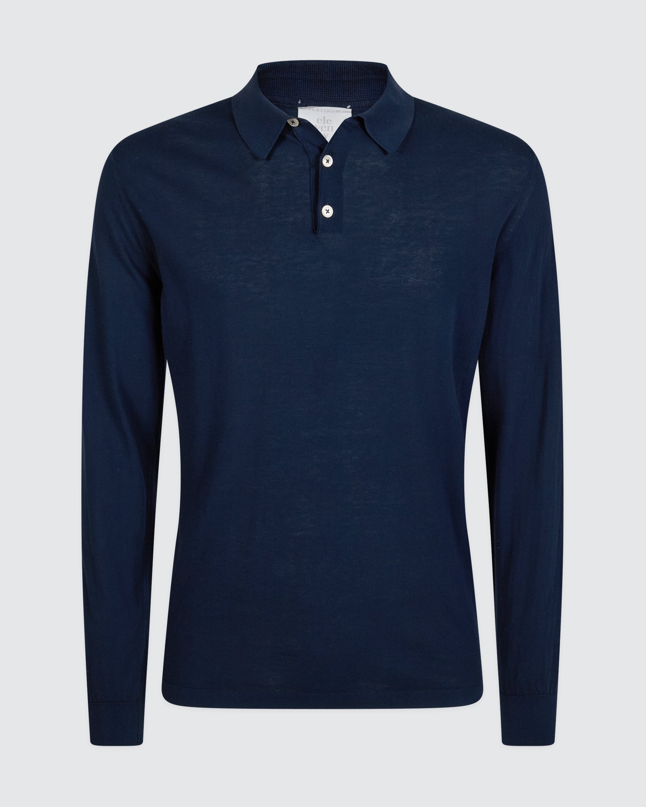Long-Sleeved Knitted Polo Shirt in Crepe Cotton - 8