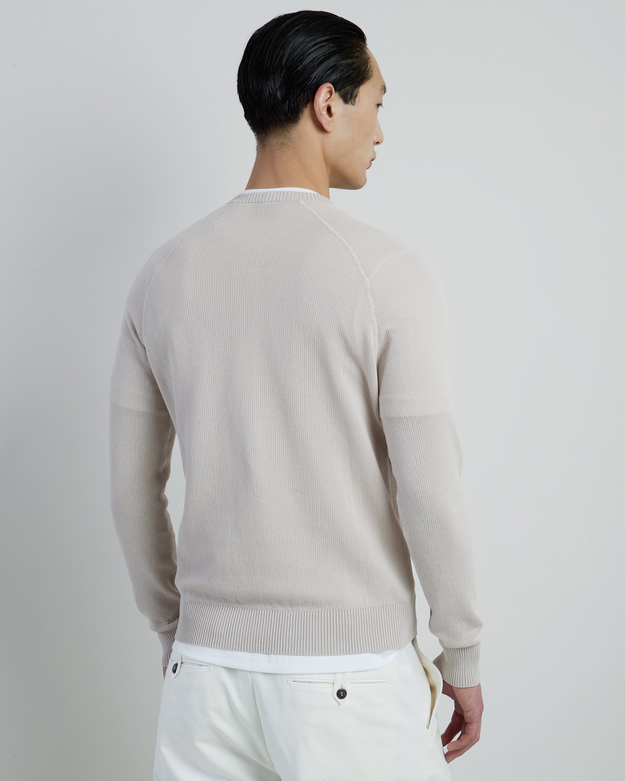 Men's Honeycomb Cotton Crew Neck Sweater Gauge 14 alternative