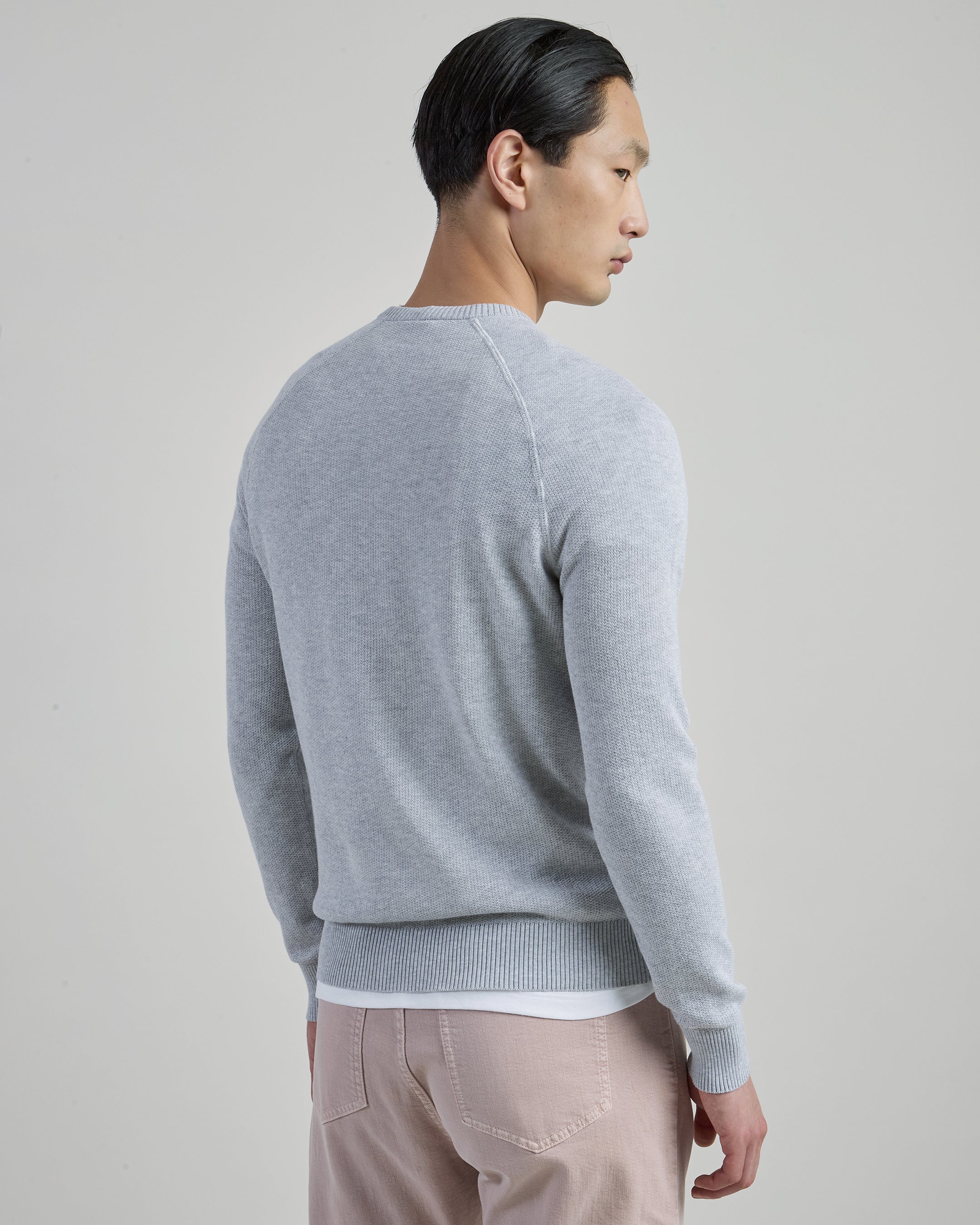 Men's Honeycomb Cotton Crew Neck Sweater Gauge 14 - 7