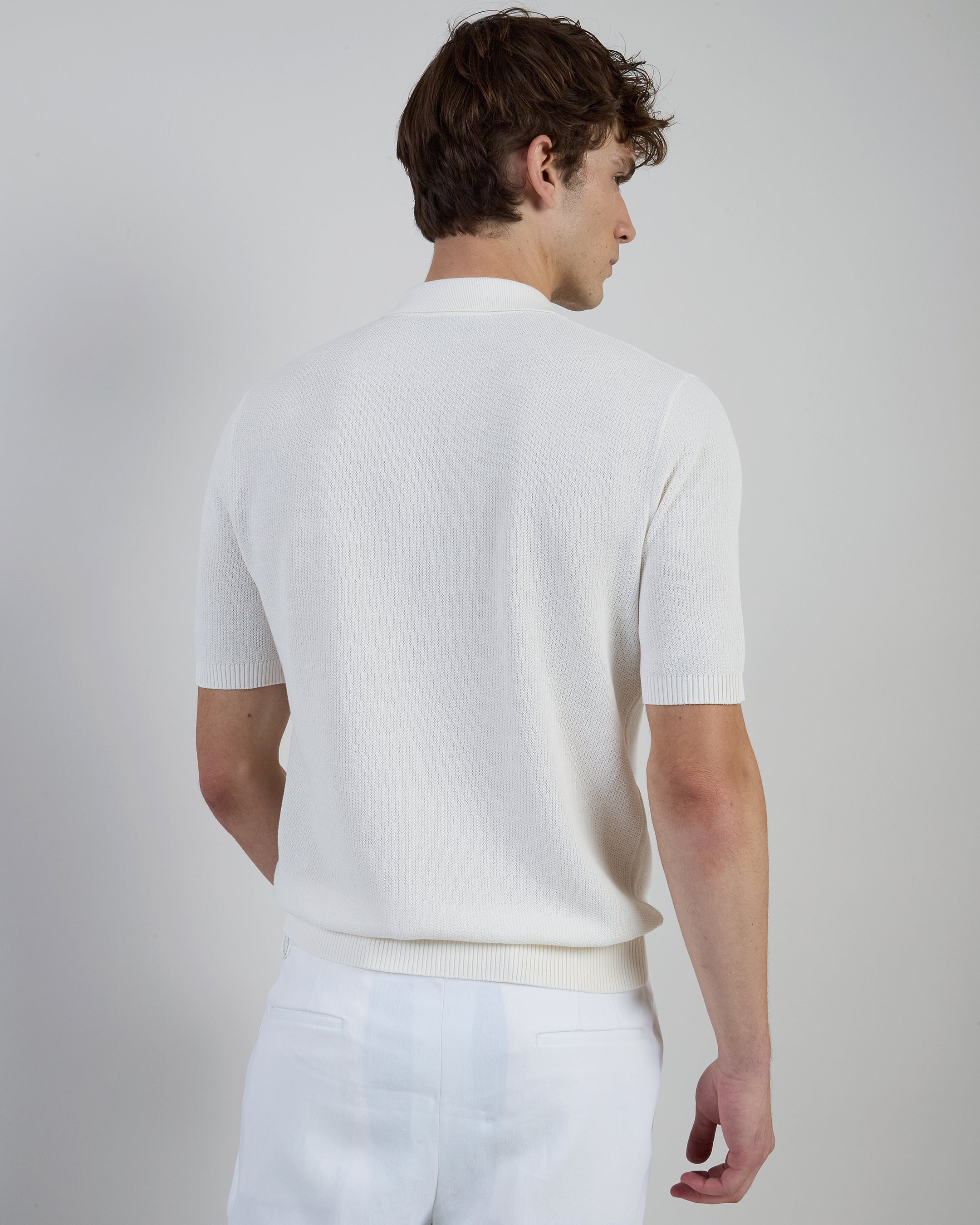 Men's Cotton Honeycomb Half-Zip Polo Sweater - 2