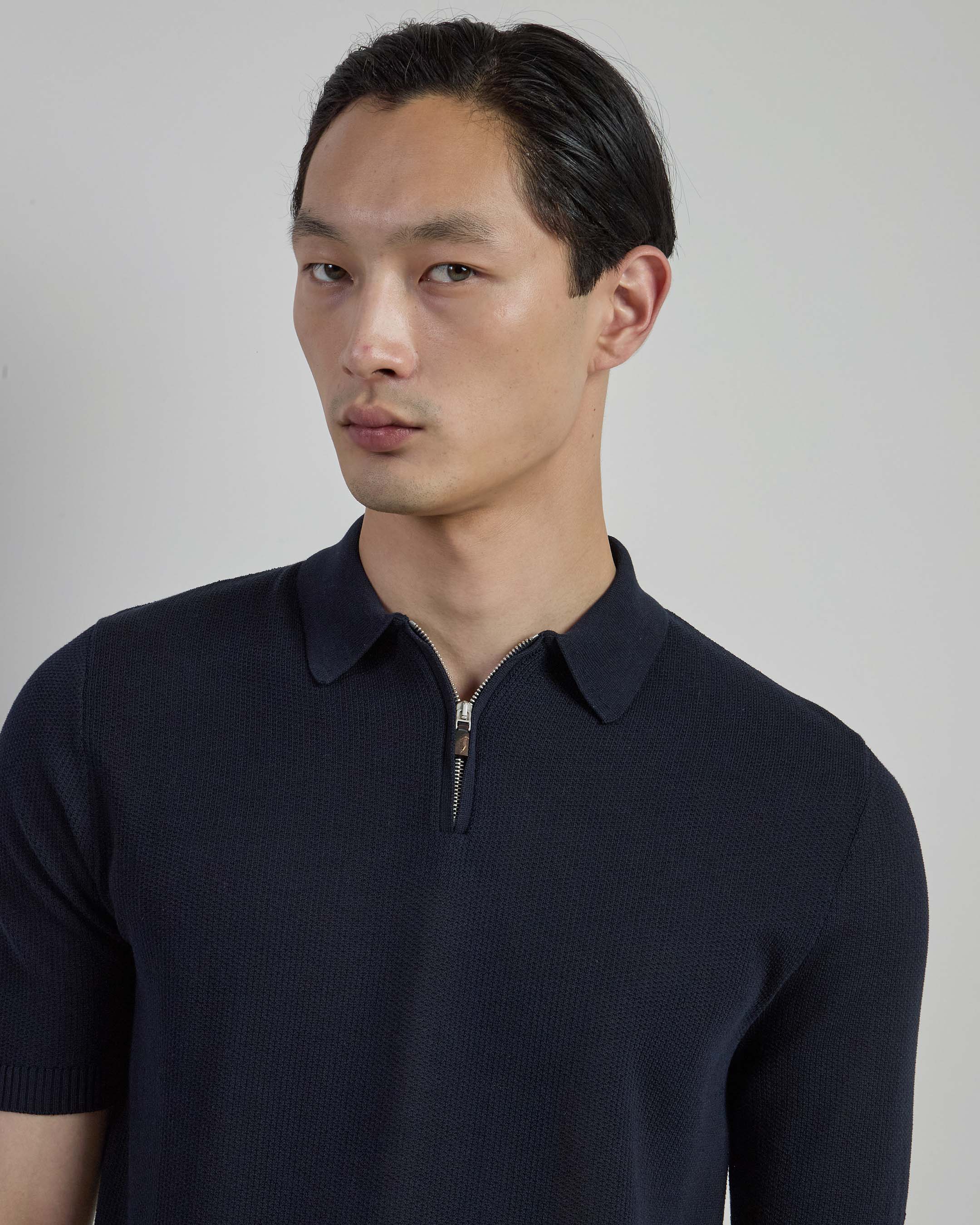 Men's Cotton Honeycomb Half-Zip Polo Sweater - 7