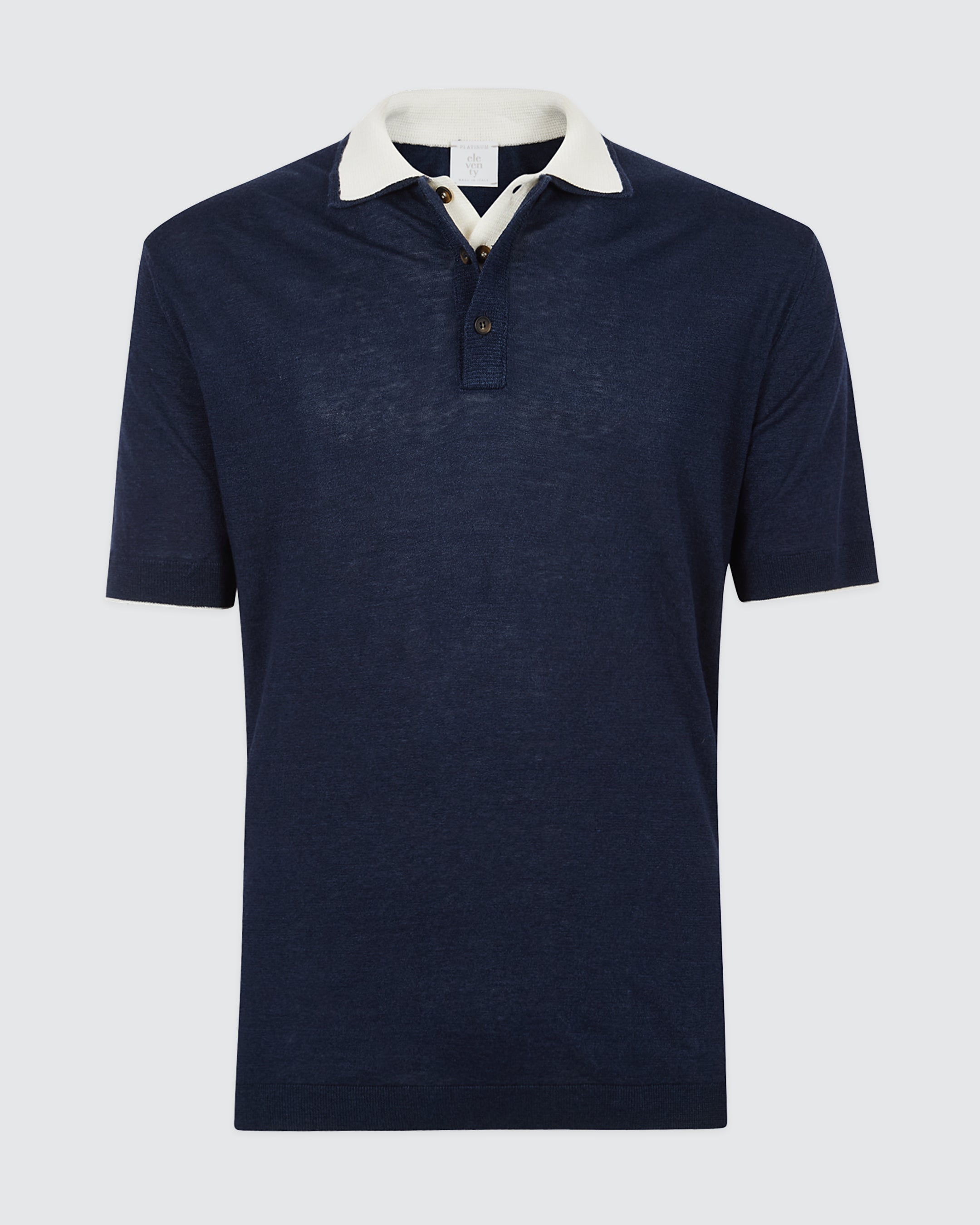 Men's Linen and Cashmere Knitted Polo Shirt - 10