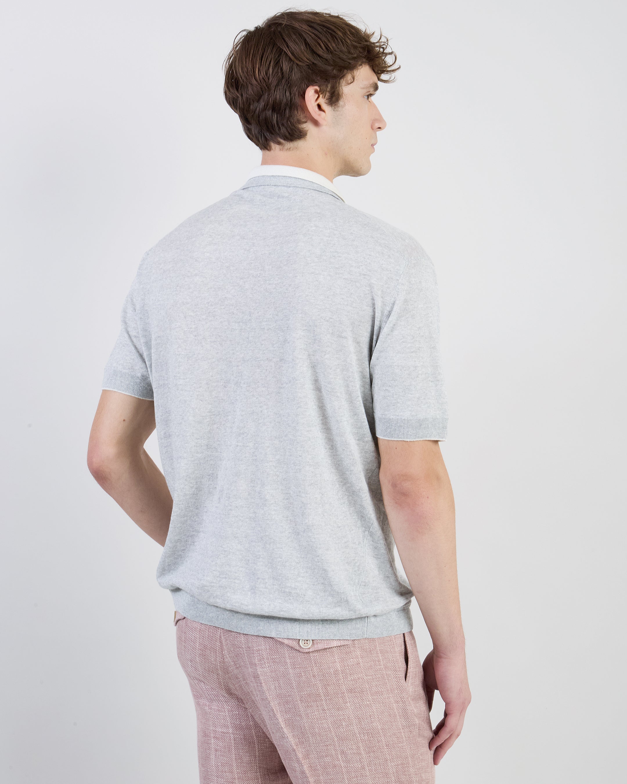 Men's Linen and Cashmere Knitted Polo Shirt - 5
