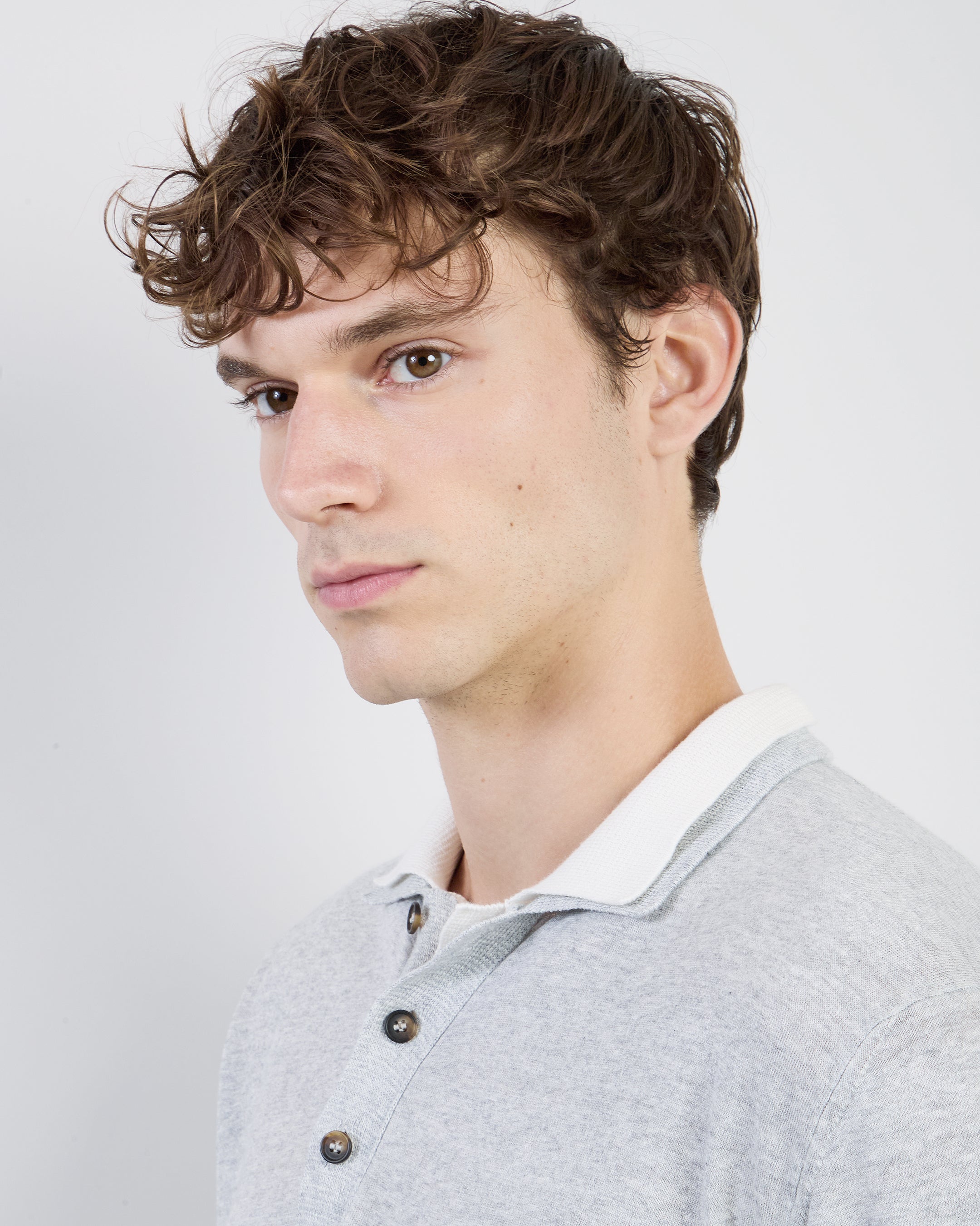 Men's Linen and Cashmere Knitted Polo Shirt - 6
