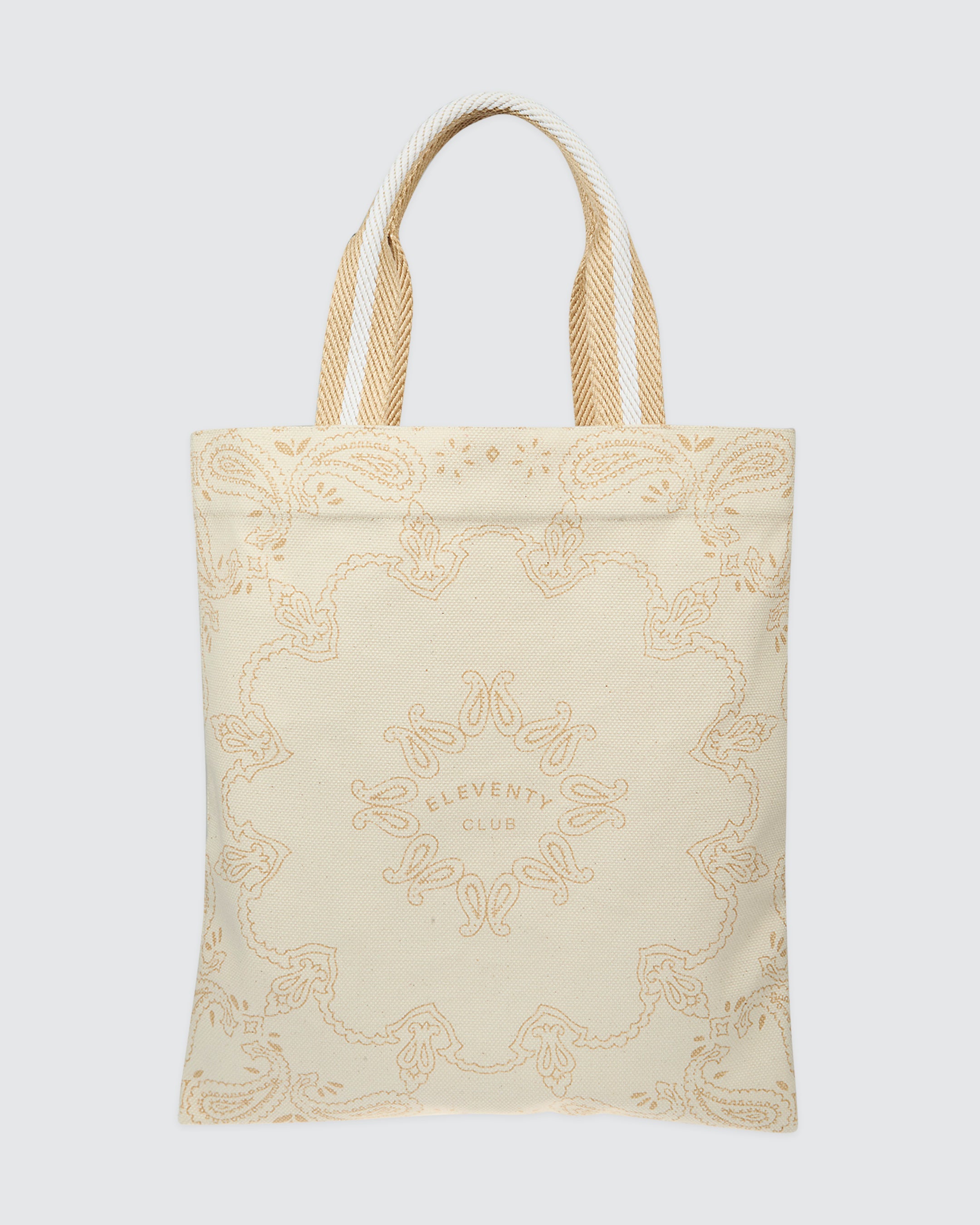 Men's Printed Cotton Canvas Tote Bag with Paisley - 1