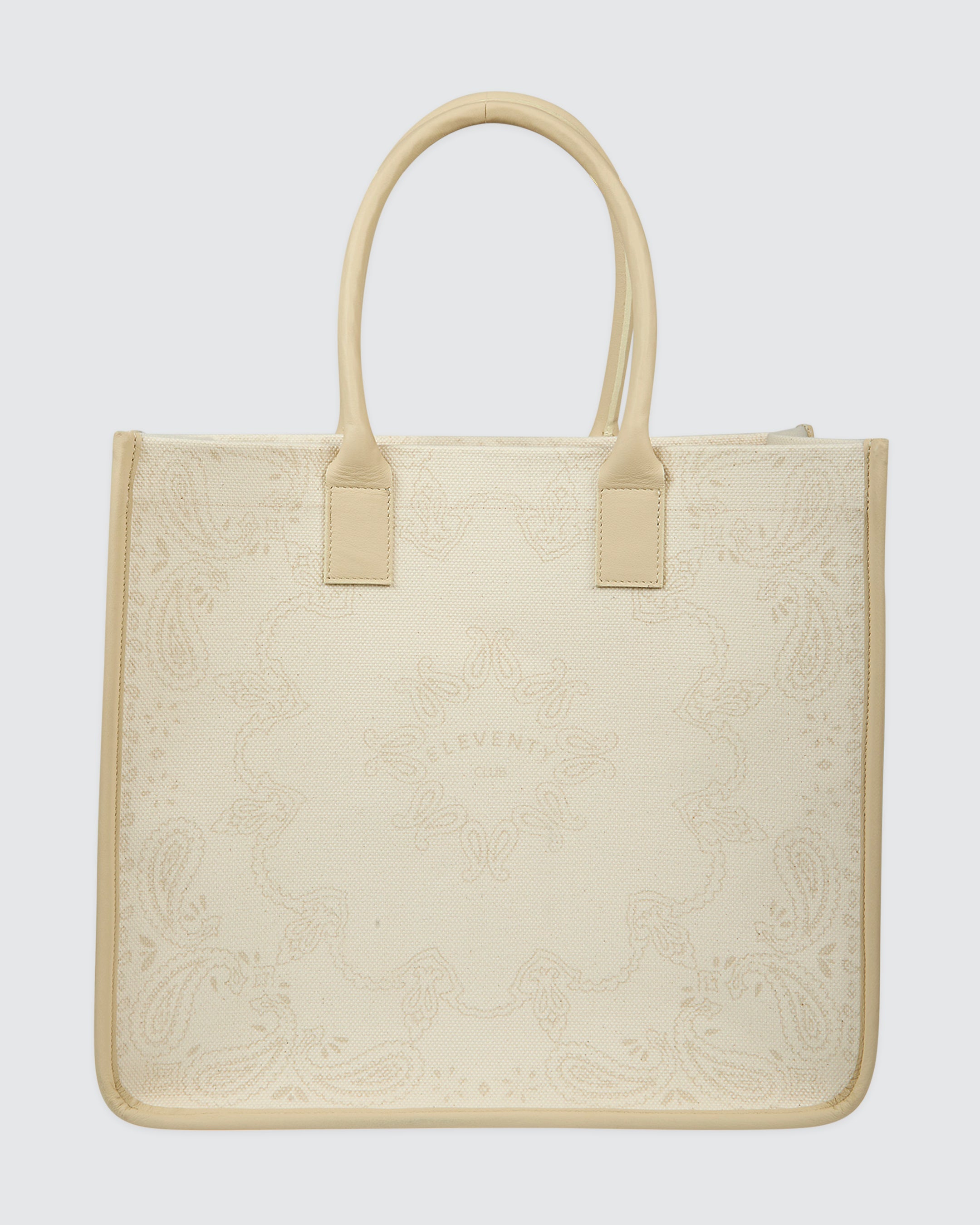 Men's Printed Canvas and Leather Tote Bag with Paisley