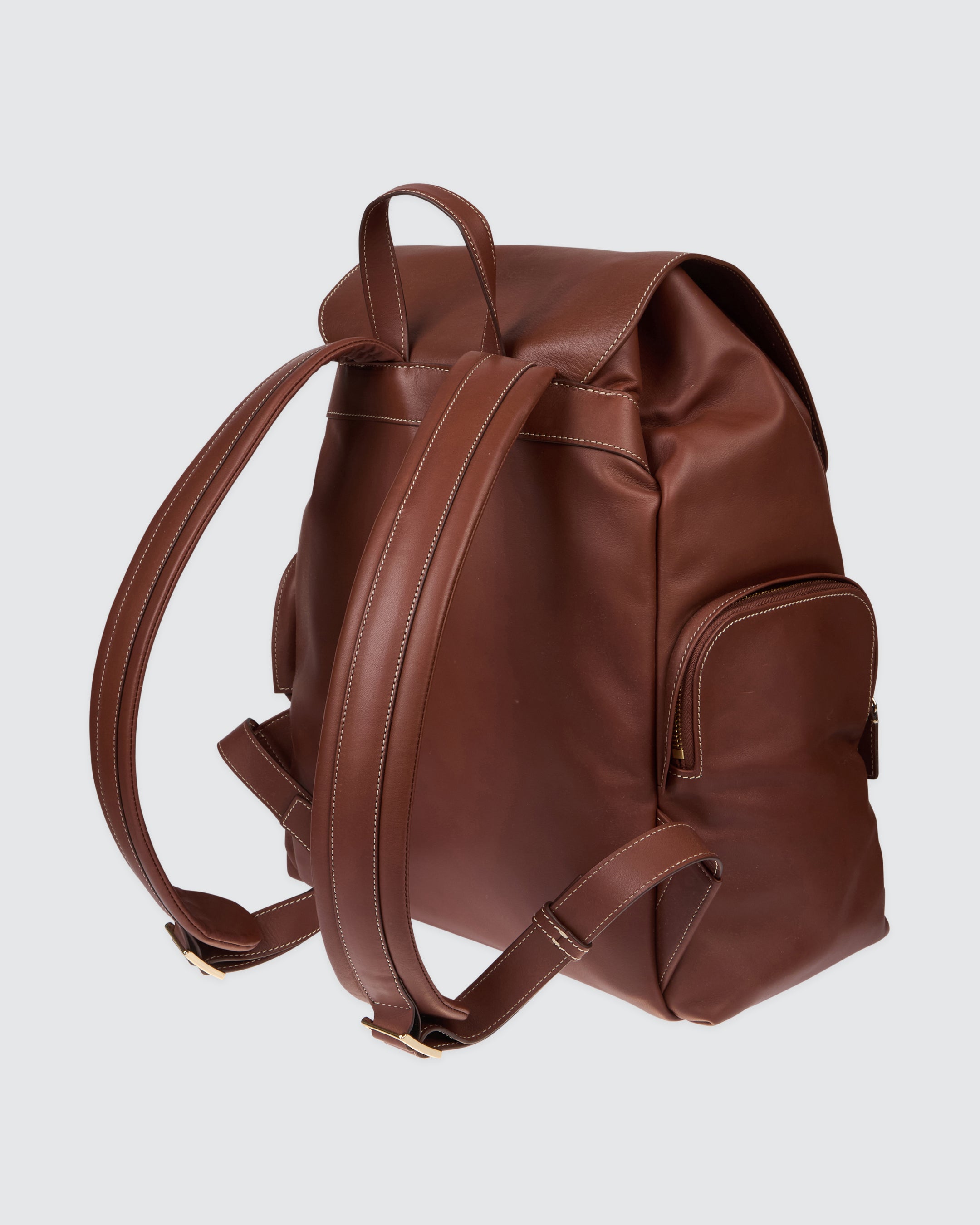 Men's Calfskin Leather Backpack with Gold Hardware