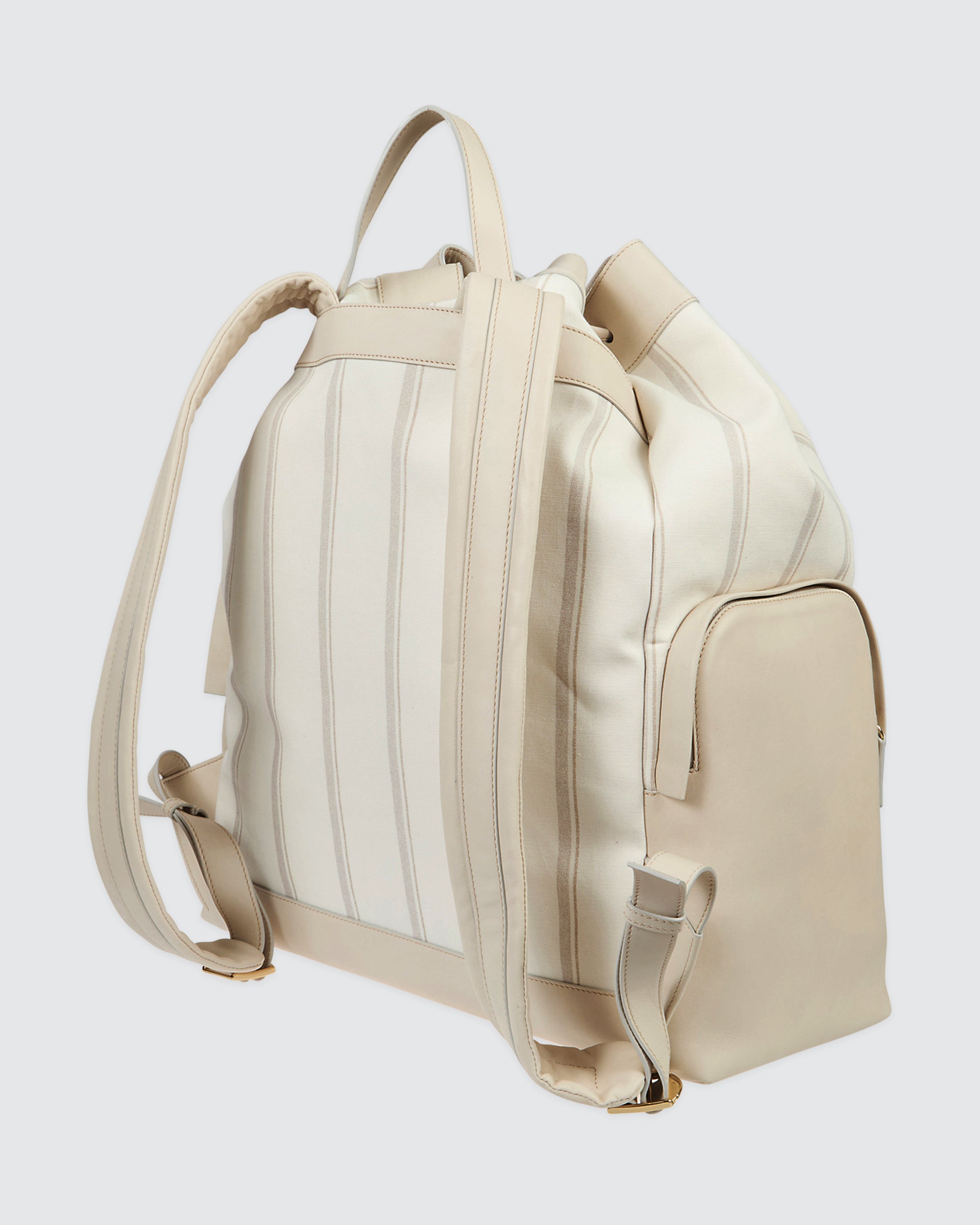 Striped Cotton Canvas and Calfskin Leather Backpack alternative