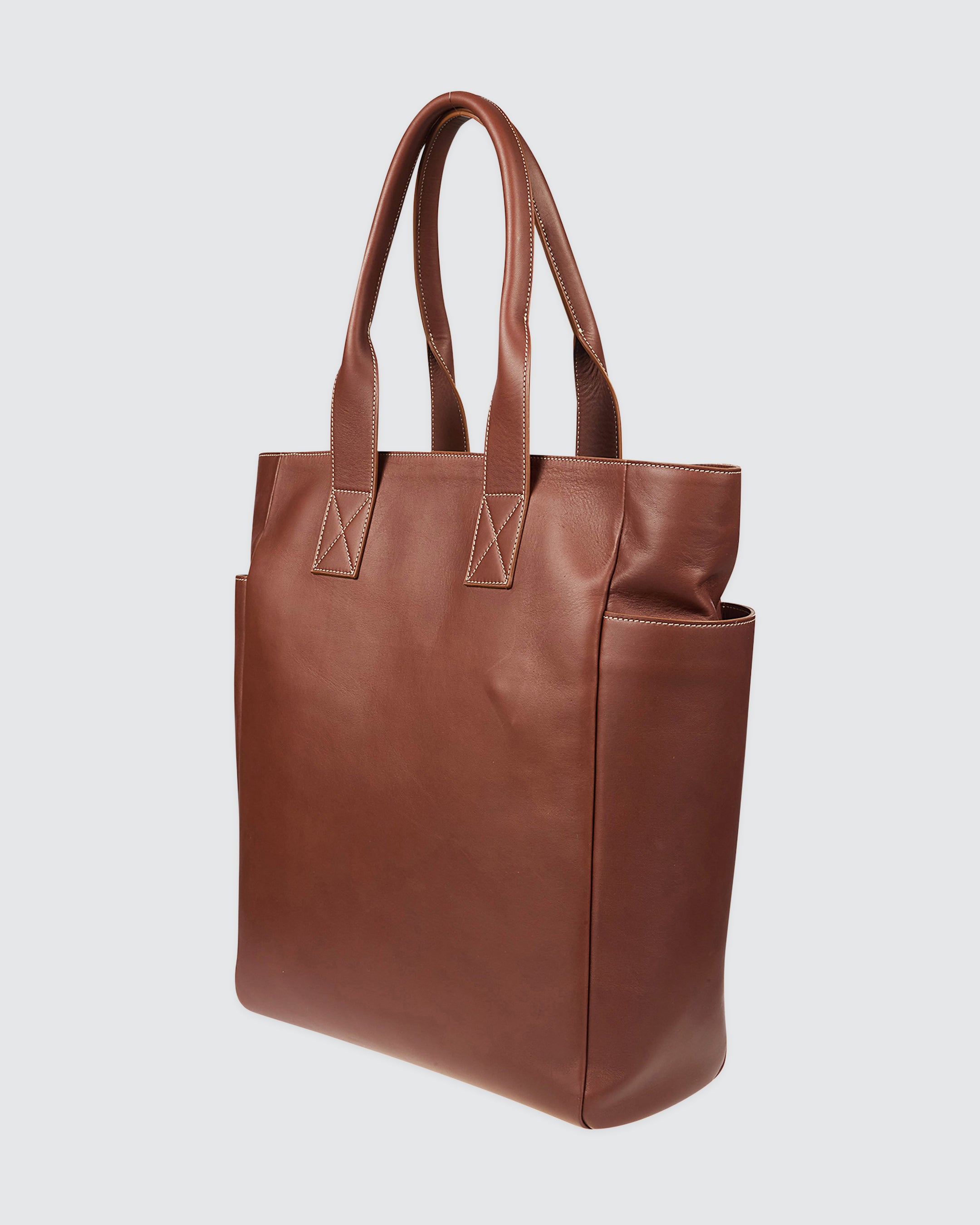 Men's Aniline Calfskin Leather Tote Bag with Gold Details alternative