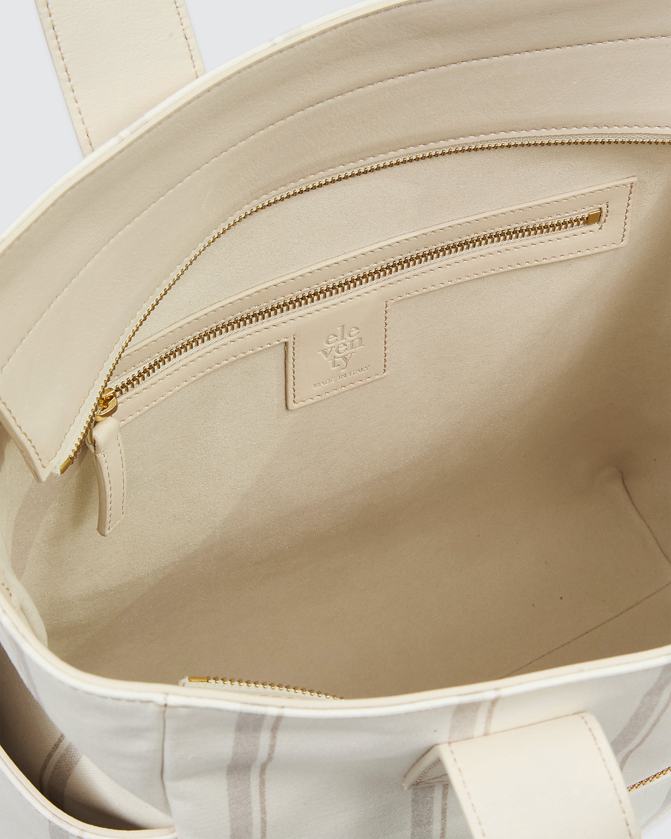 Men's Striped Cotton Canvas and Calfskin Leather Tote - 3