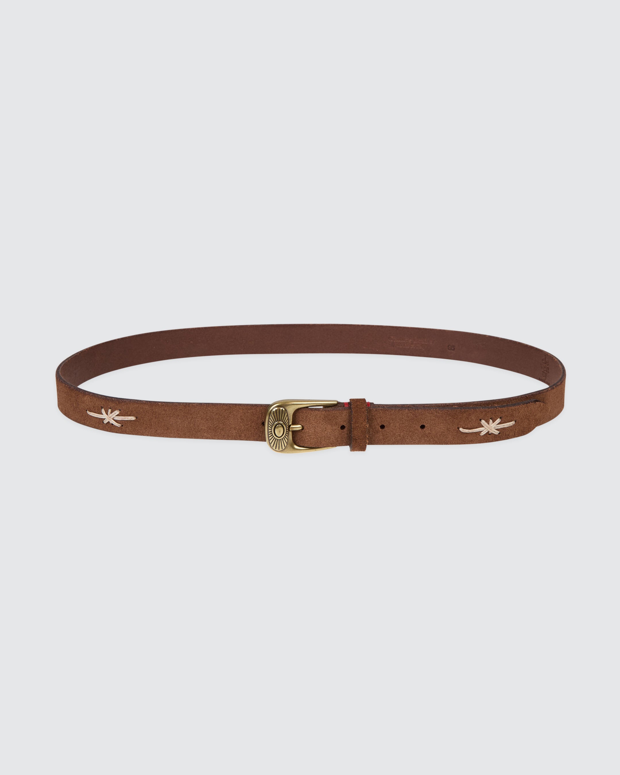 Men's Suede Leather Belt with Oval Brass Buckle alternative