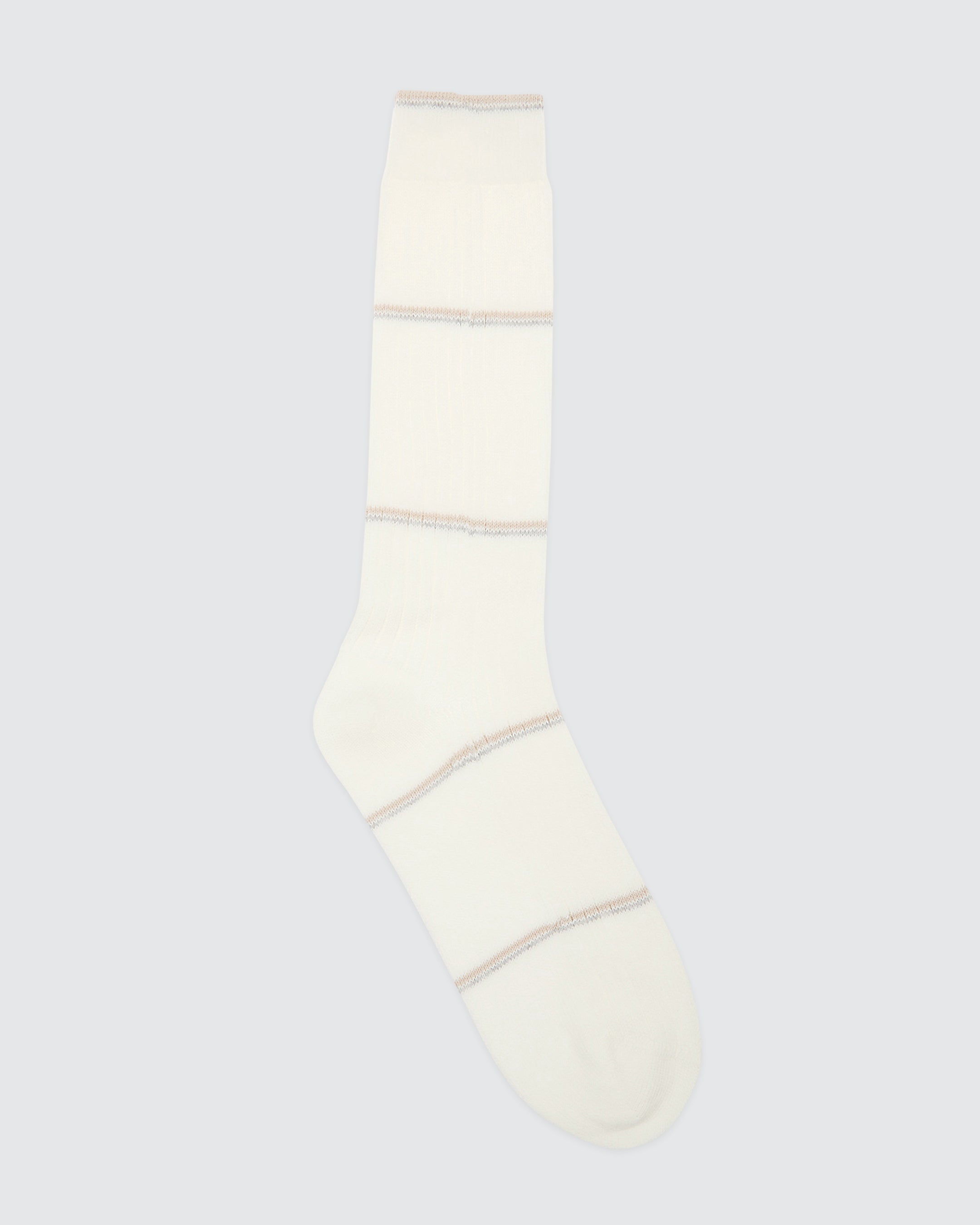 Men's Ribbed Striped Cotton Socks - One Size