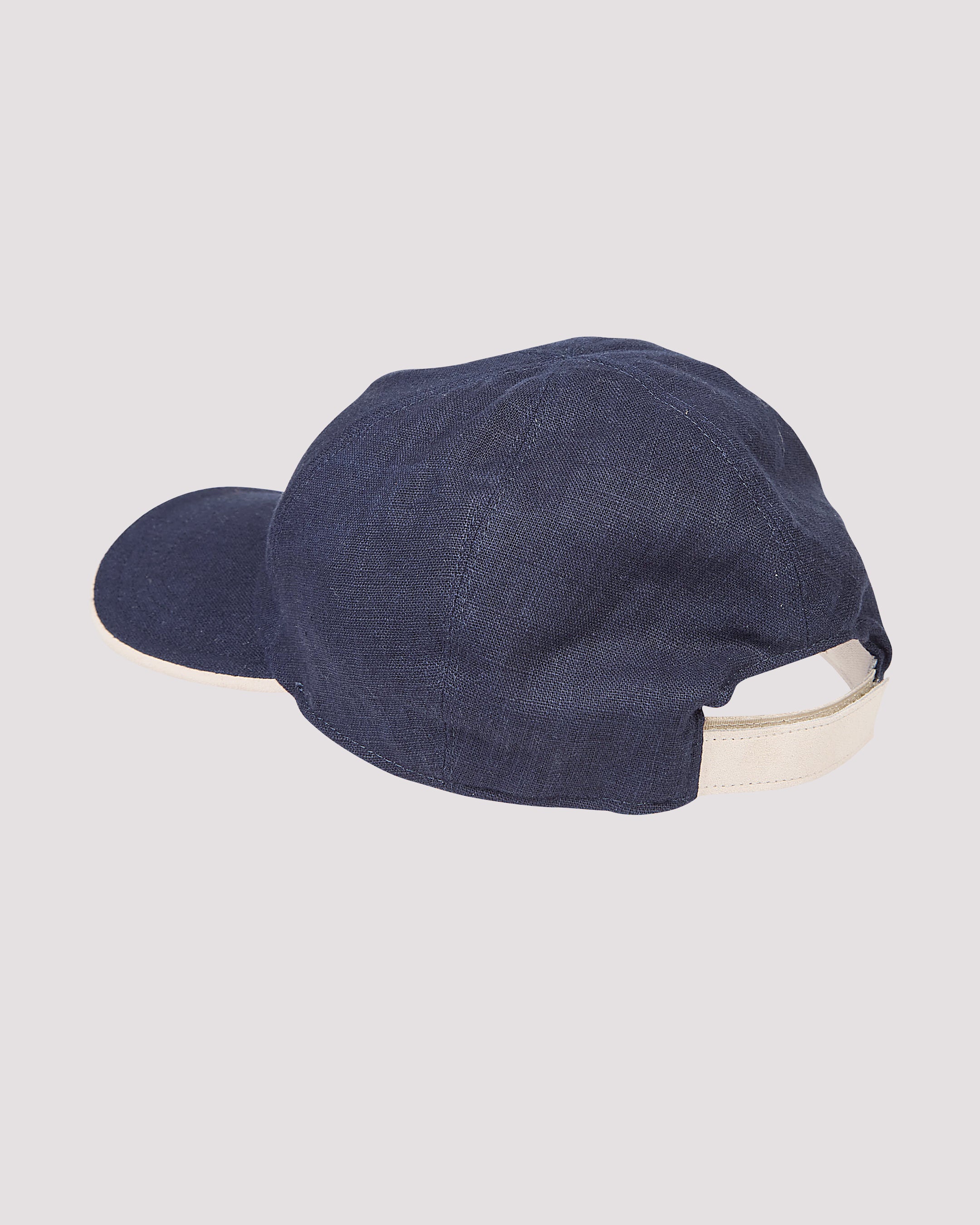 Men's Linen and Cotton Baseball Cap with Suede Accents