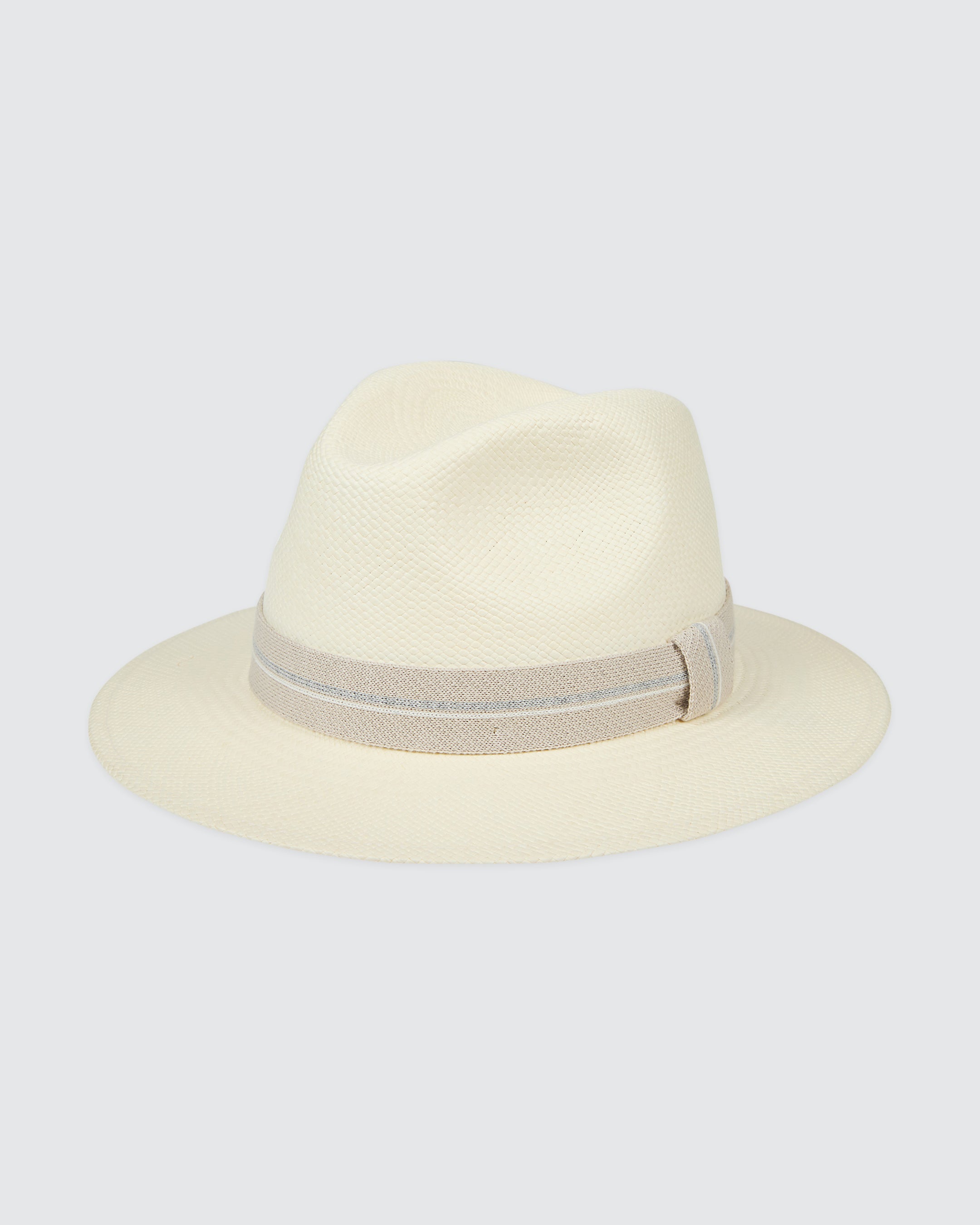 Men's Straw Panama Hat with Striped Grosgrain Band