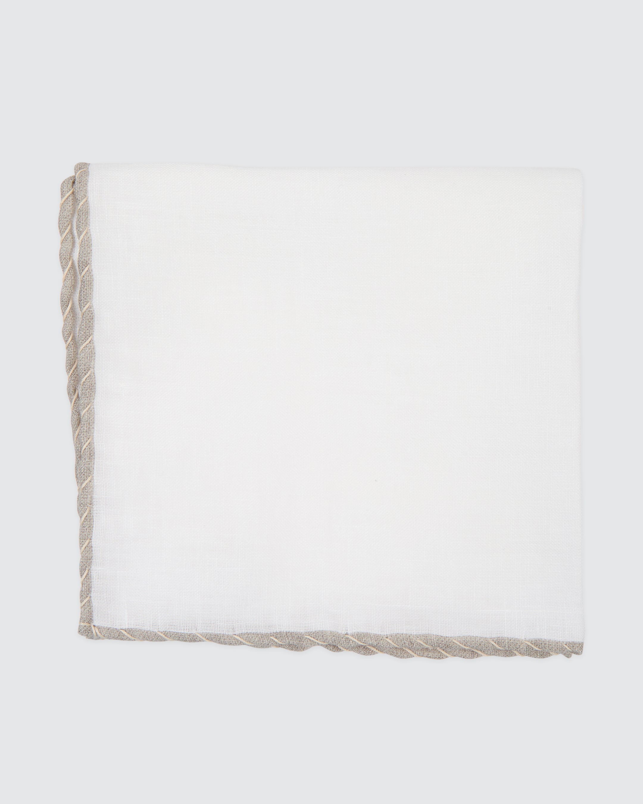 Men's Linen Pocket Square with Contrasting Trim