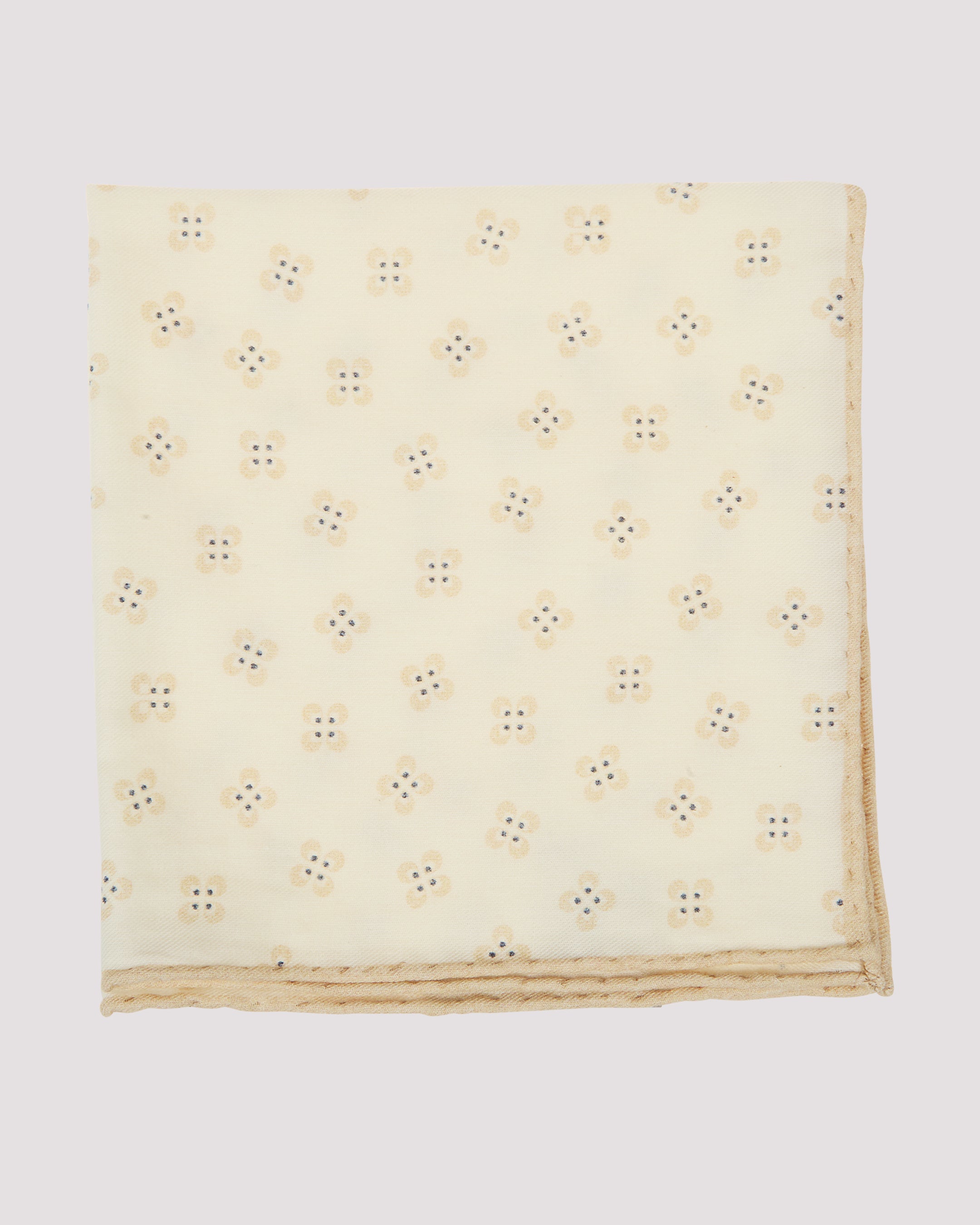 Wool and Cotton Pocket Square with Foliage Pattern