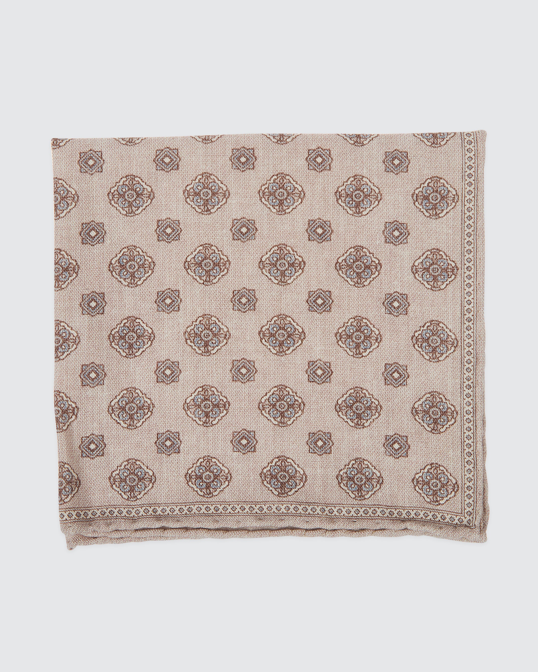 Men's Wool and Cotton Geometric Print Pocket Square