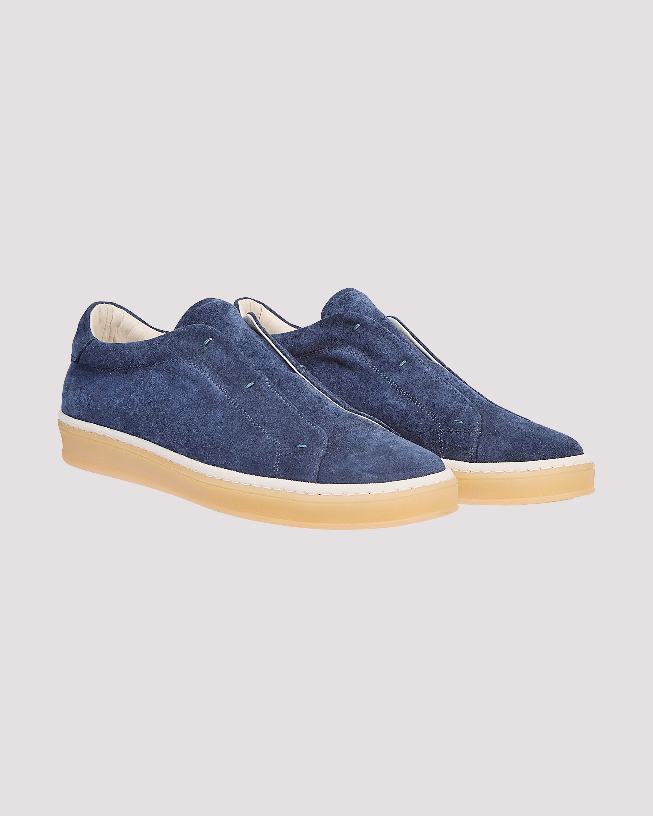 Men's Suede Calfskin Sneakers with Invisible Lacing - 4