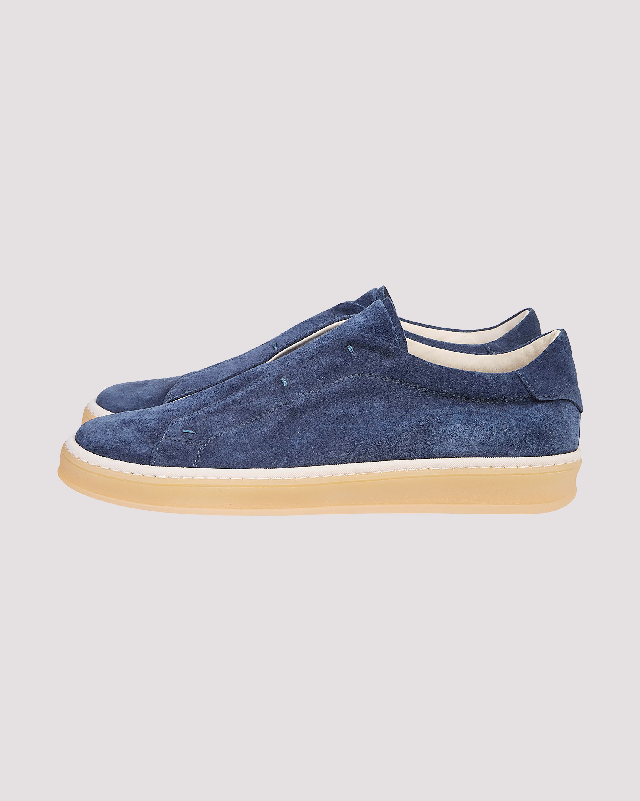 Men's Suede Calfskin Sneakers with Invisible Lacing