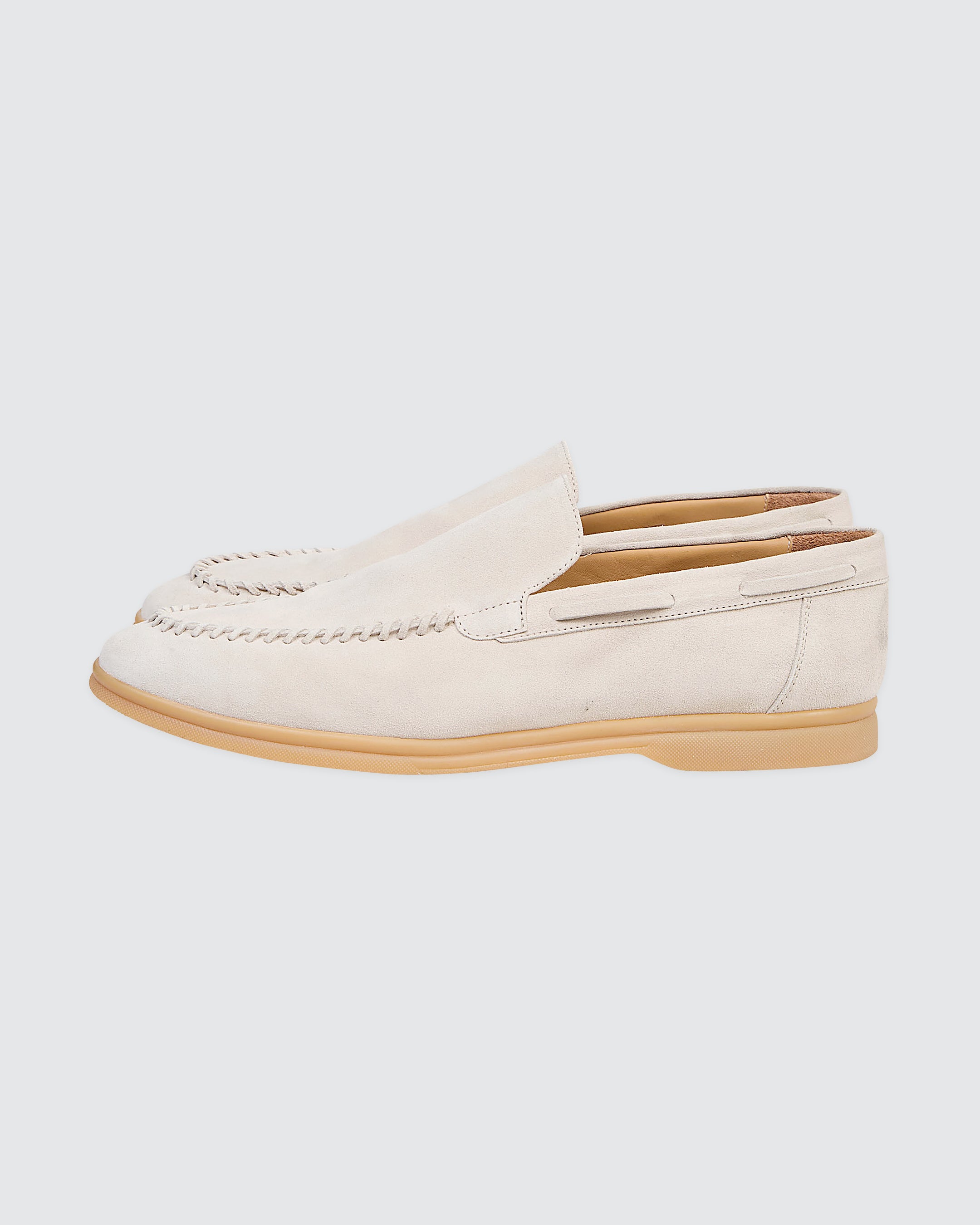Men's Navy Suede Moccasins with Hand-Threaded Detail - 2