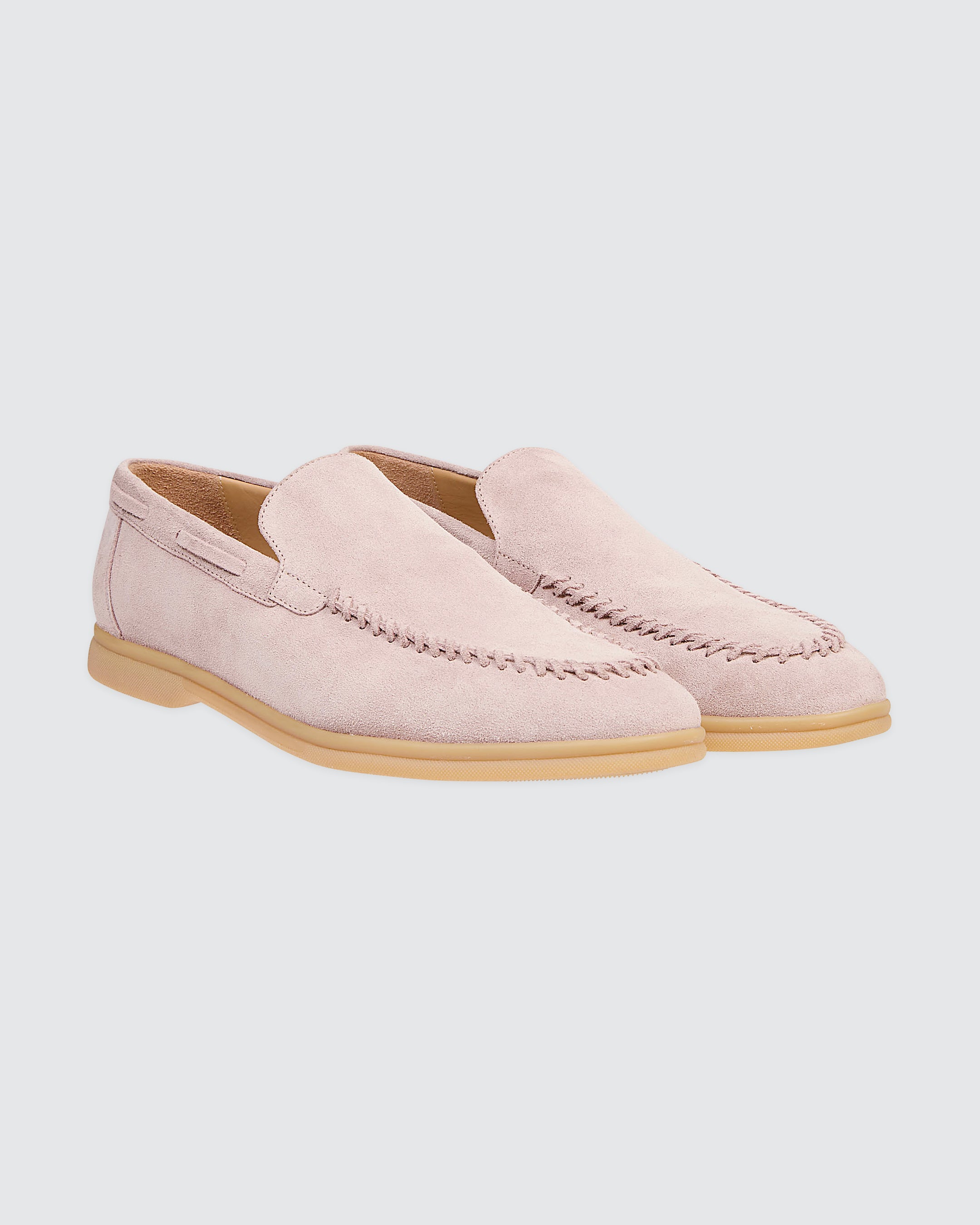 Men's Navy Suede Moccasins with Hand-Threaded Detail