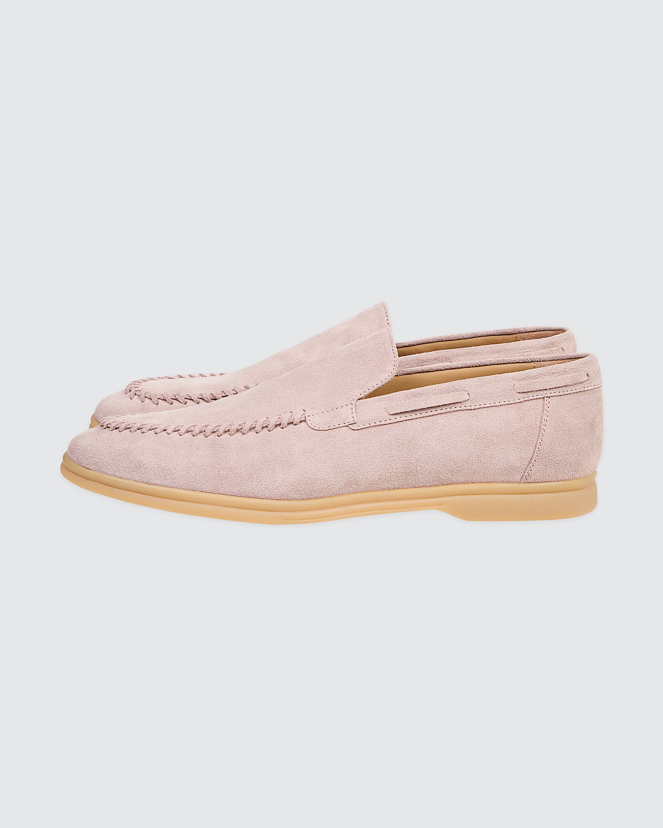 Men's Navy Suede Moccasins with Hand-Threaded Detail