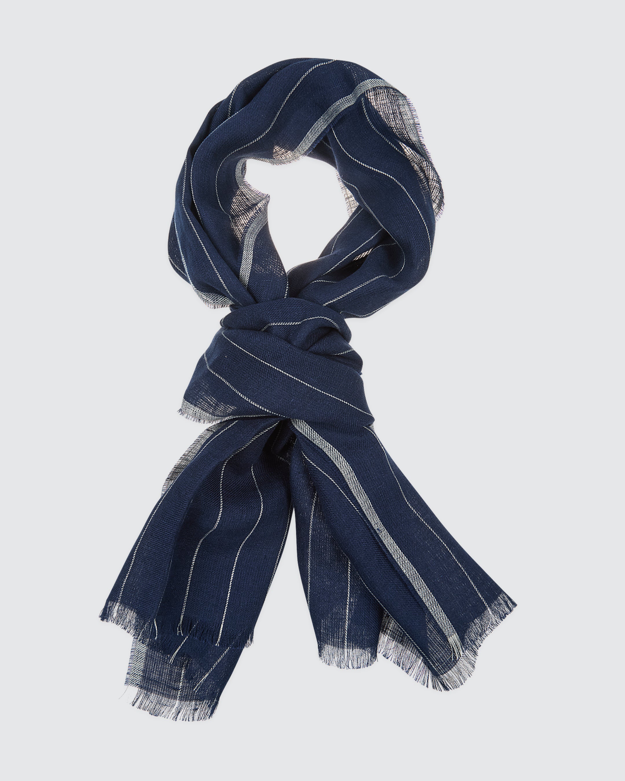 Men's Pinstripe Scarf in 100% Pure Linen 50x190 cm