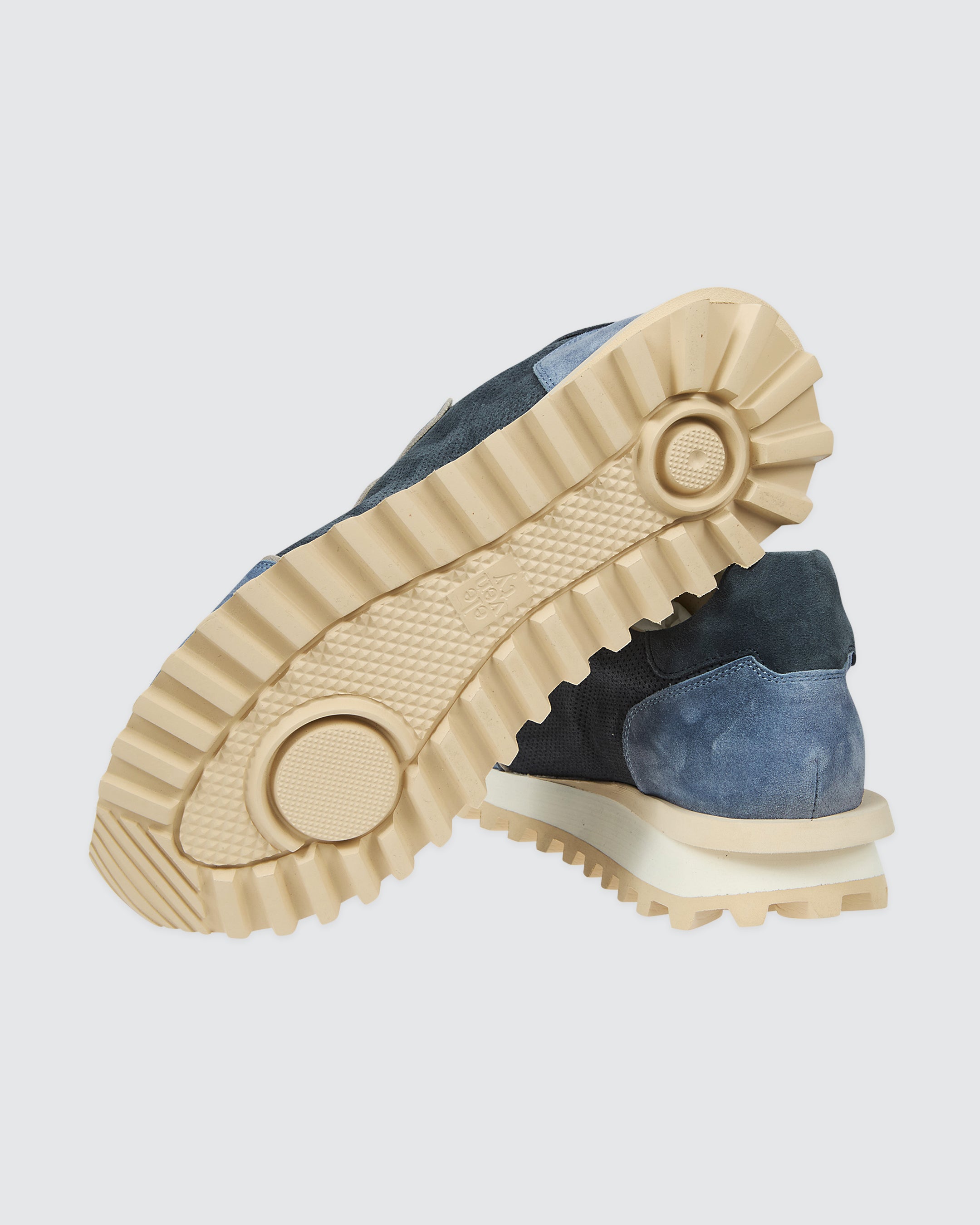 Men's Perforated Suede Trainers in Navy Blue