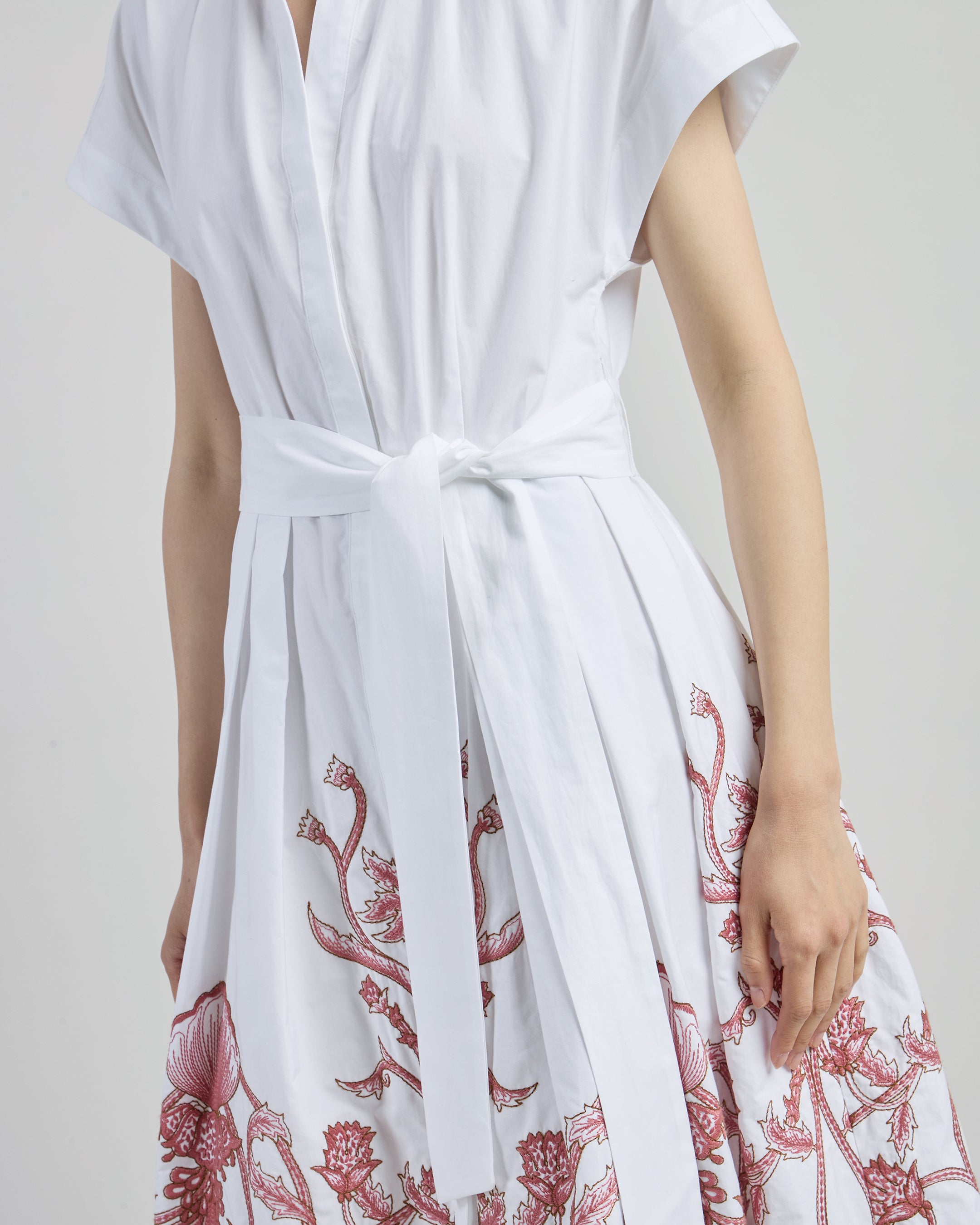Women's Embroidered Cotton Poplin Shirt Dress - 4
