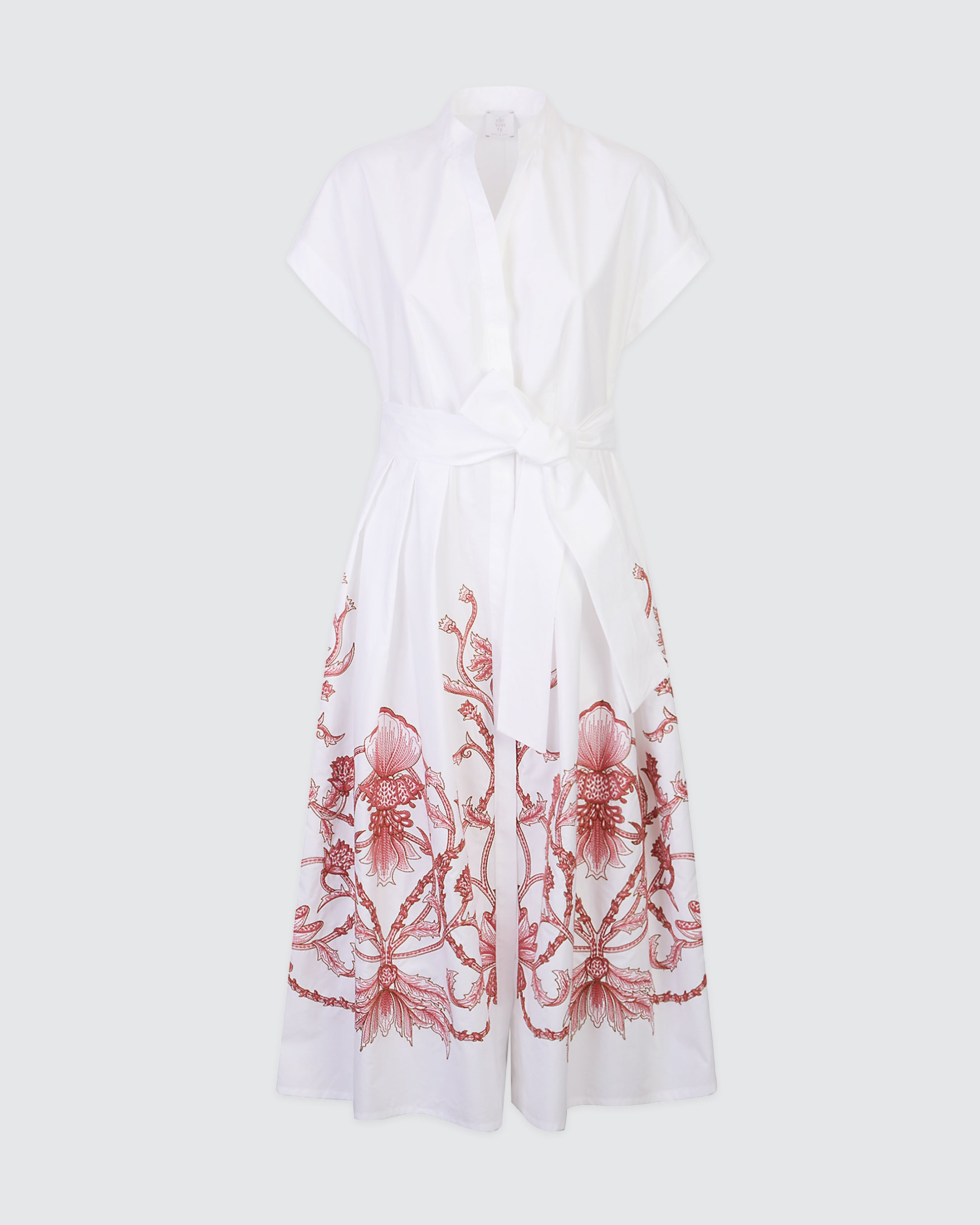 Women's Embroidered Cotton Poplin Shirt Dress - 6