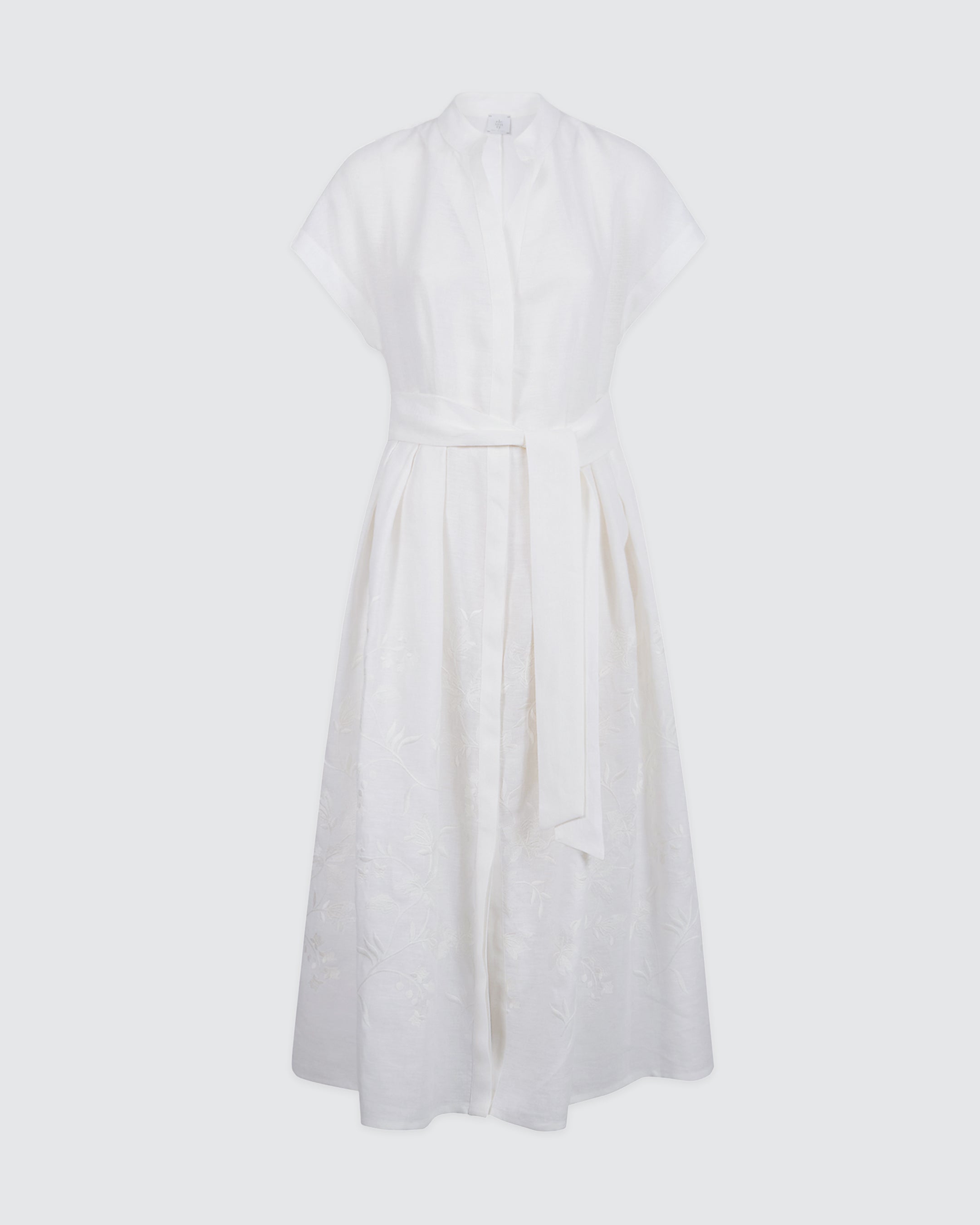 Women's Embroidered Linen Shirt Dress - 6