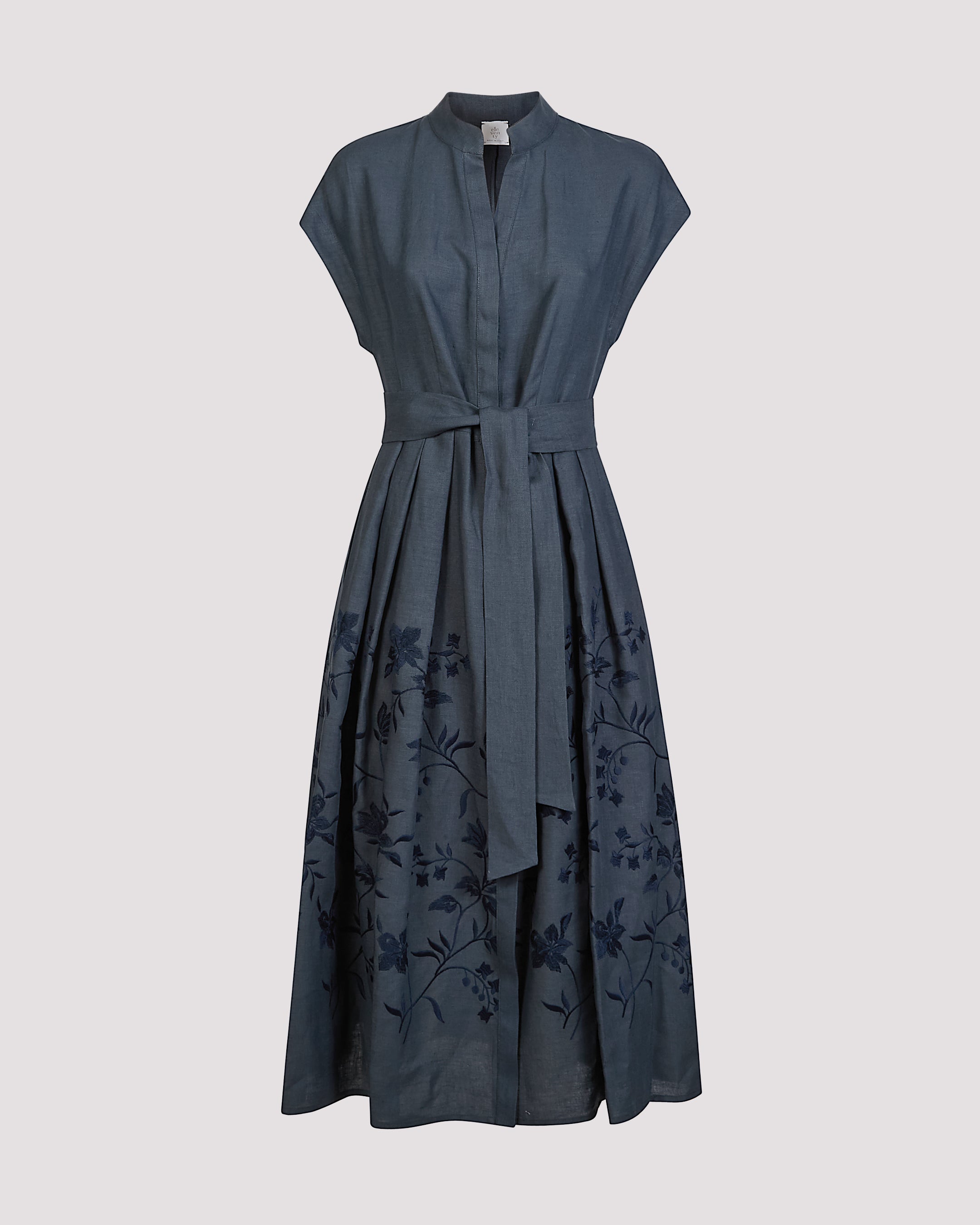 Women's Embroidered Linen Shirt Dress - 7