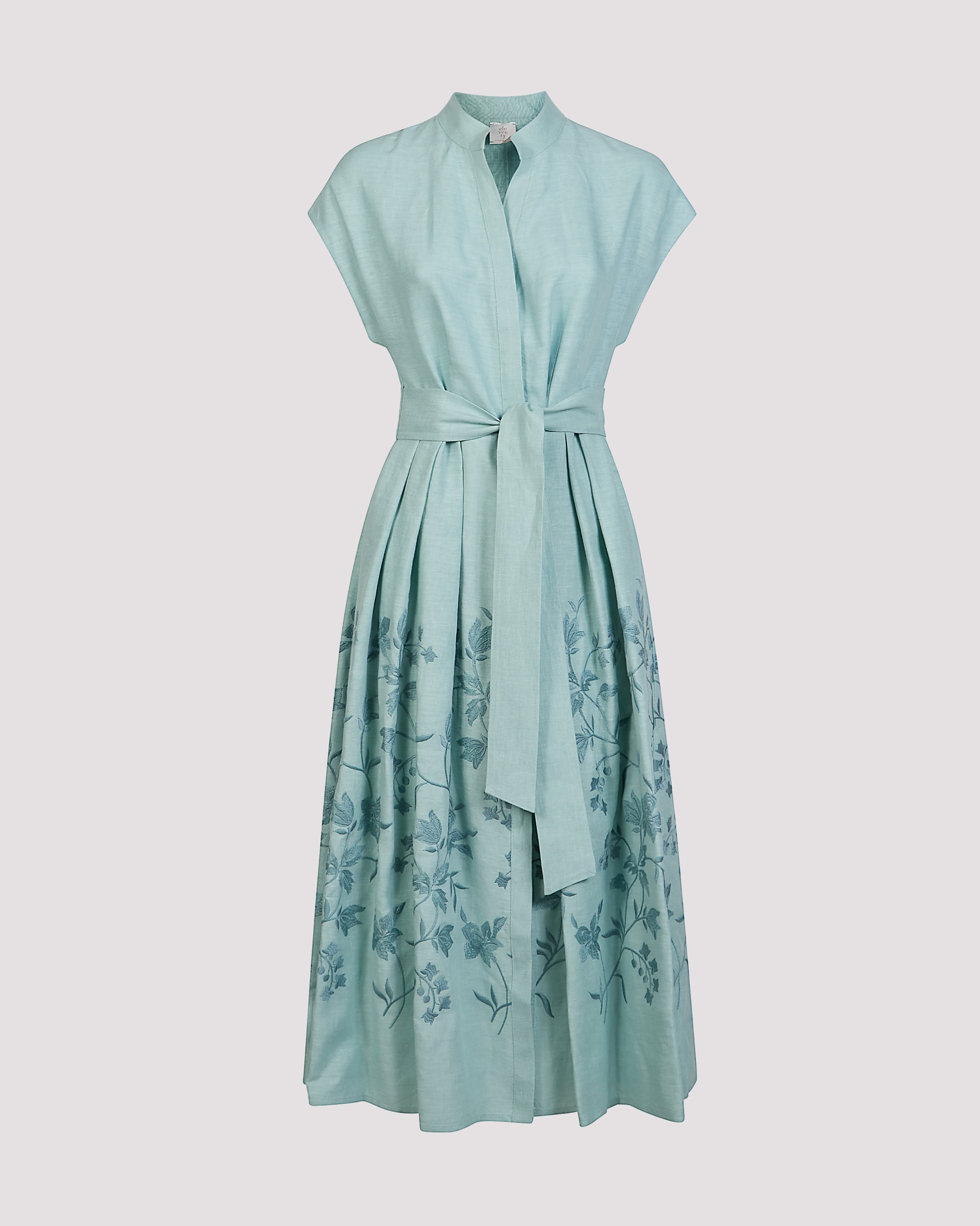 Women's Embroidered Linen Shirt Dress